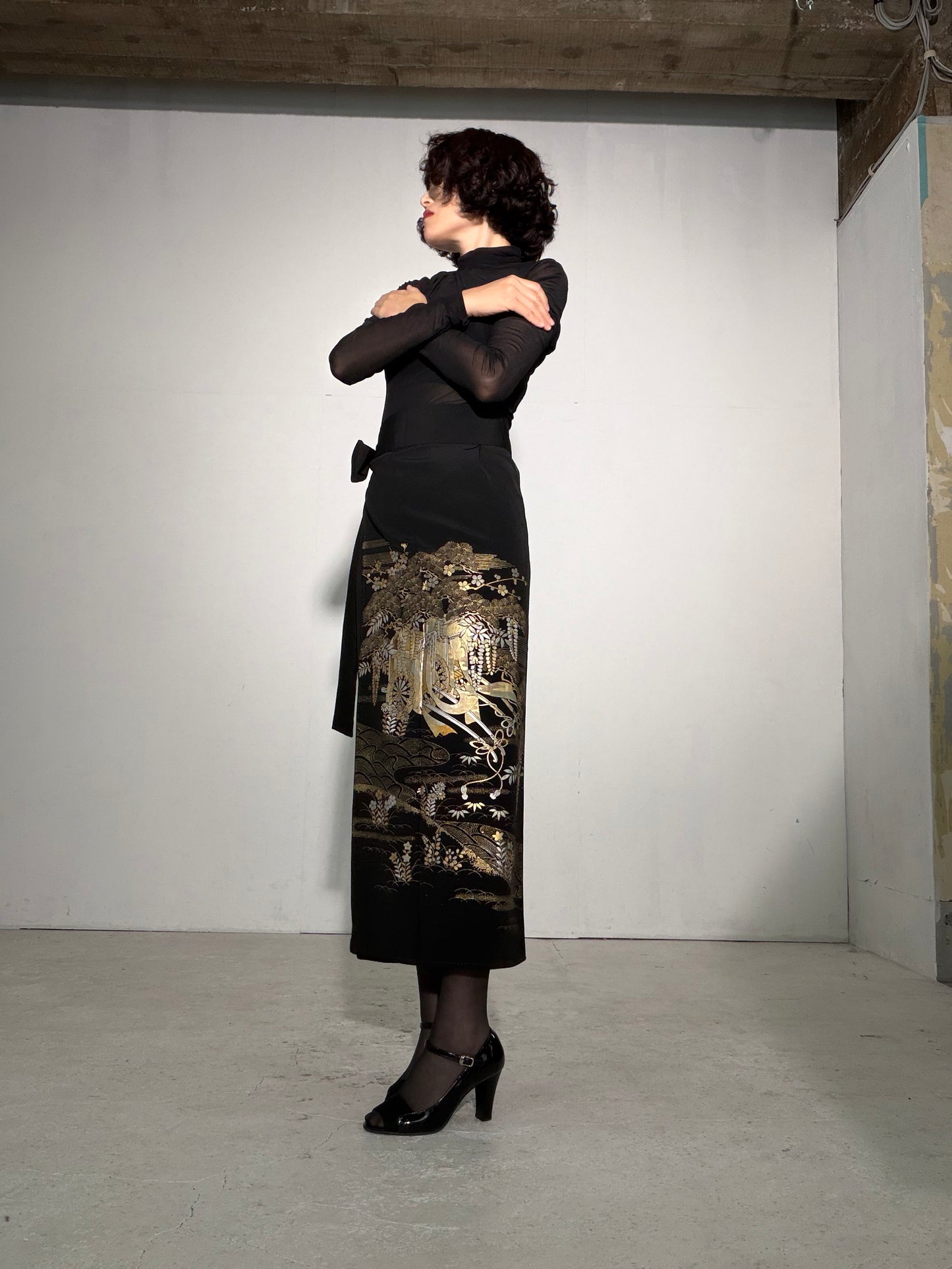 EDO-ZUMA SKIRT UPCYCLED FROM JAPANESE KIMONO "EDO055"