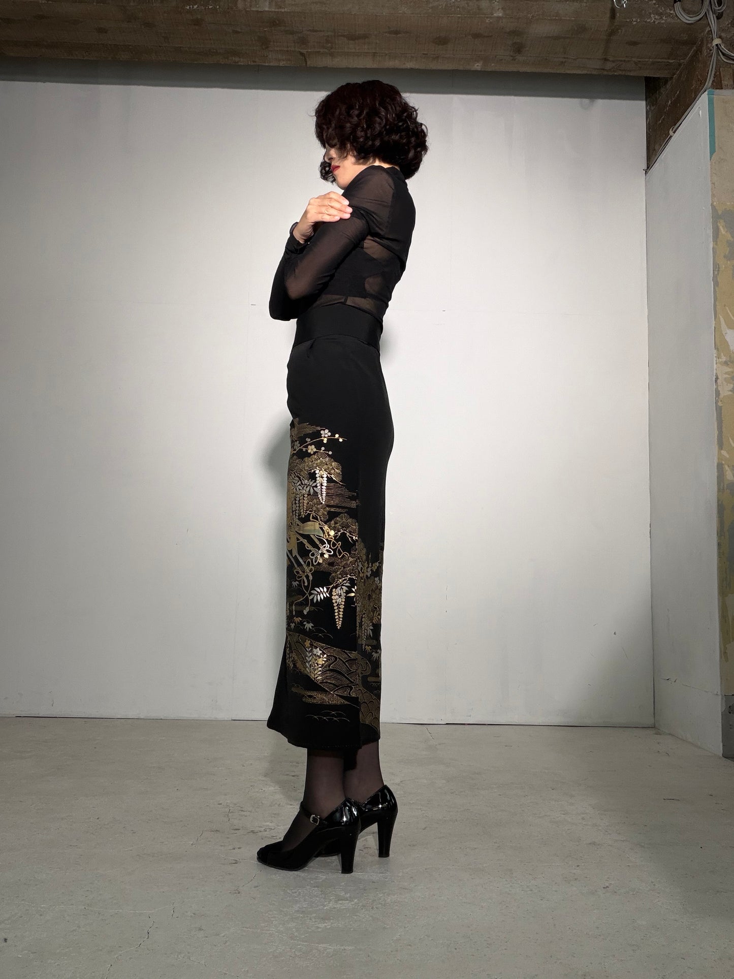 EDO-ZUMA SKIRT UPCYCLED FROM JAPANESE KIMONO "EDO055"