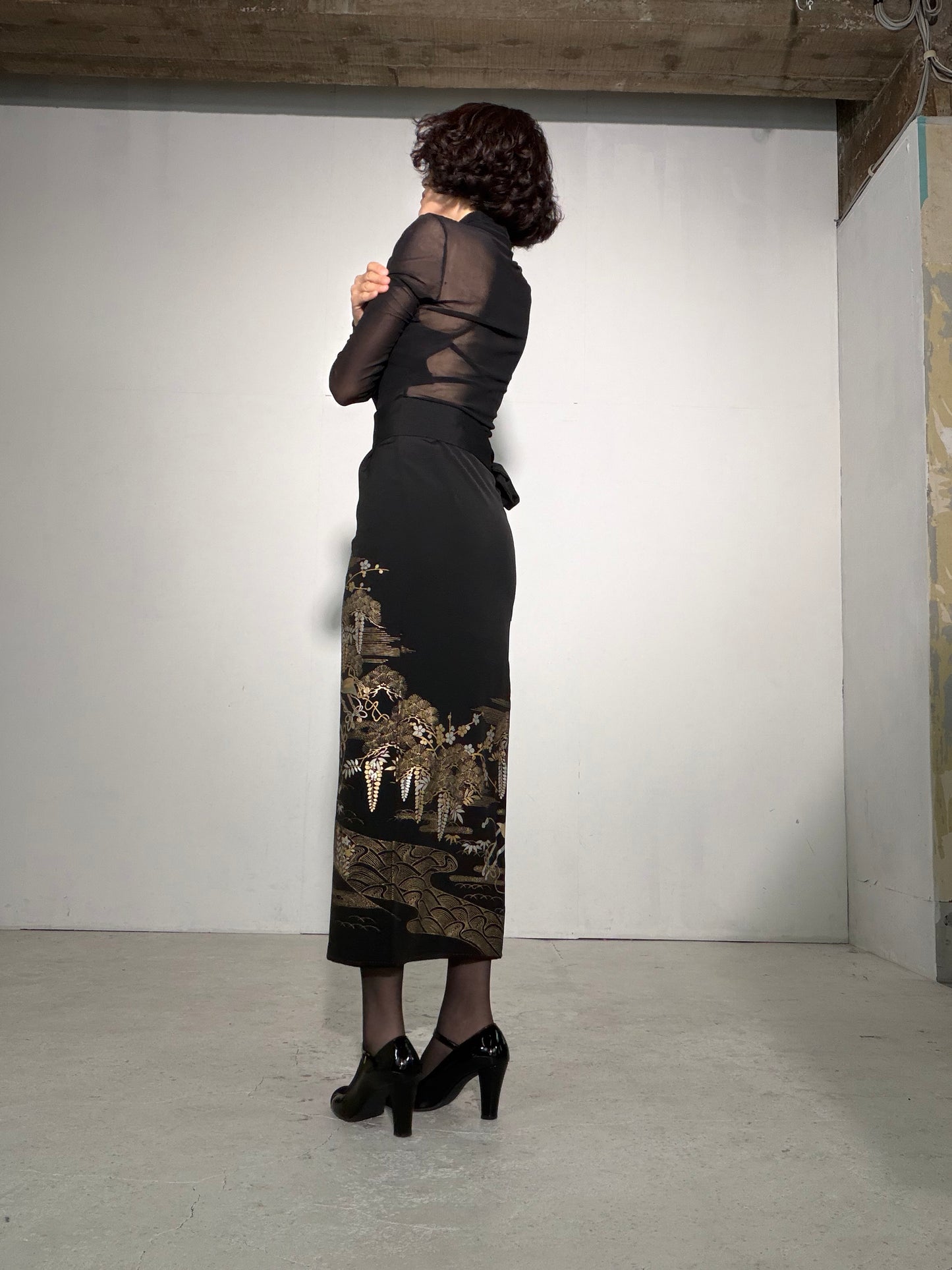 EDO-ZUMA SKIRT UPCYCLED FROM JAPANESE KIMONO "EDO055"