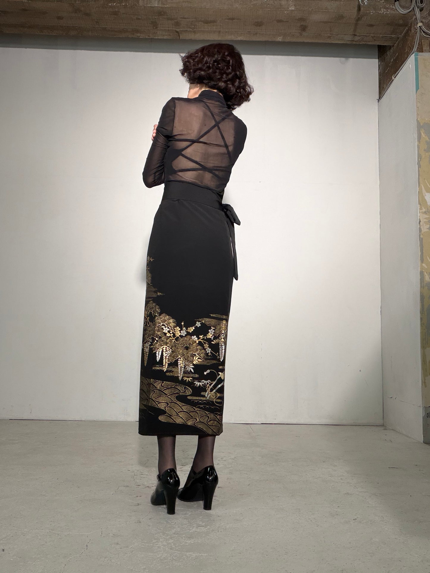 EDO-ZUMA SKIRT UPCYCLED FROM JAPANESE KIMONO "EDO055"