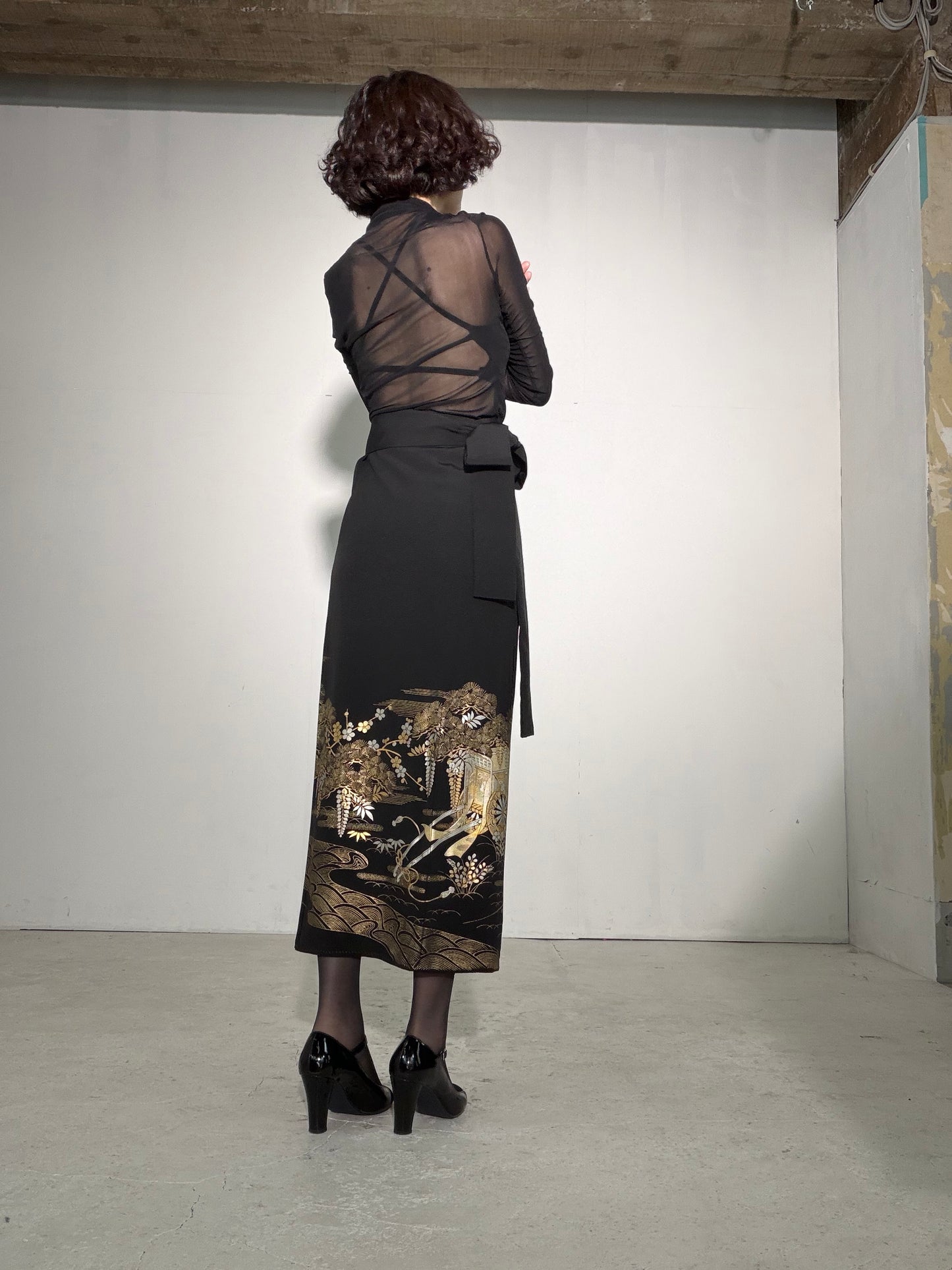 EDO-ZUMA SKIRT UPCYCLED FROM JAPANESE KIMONO "EDO055"