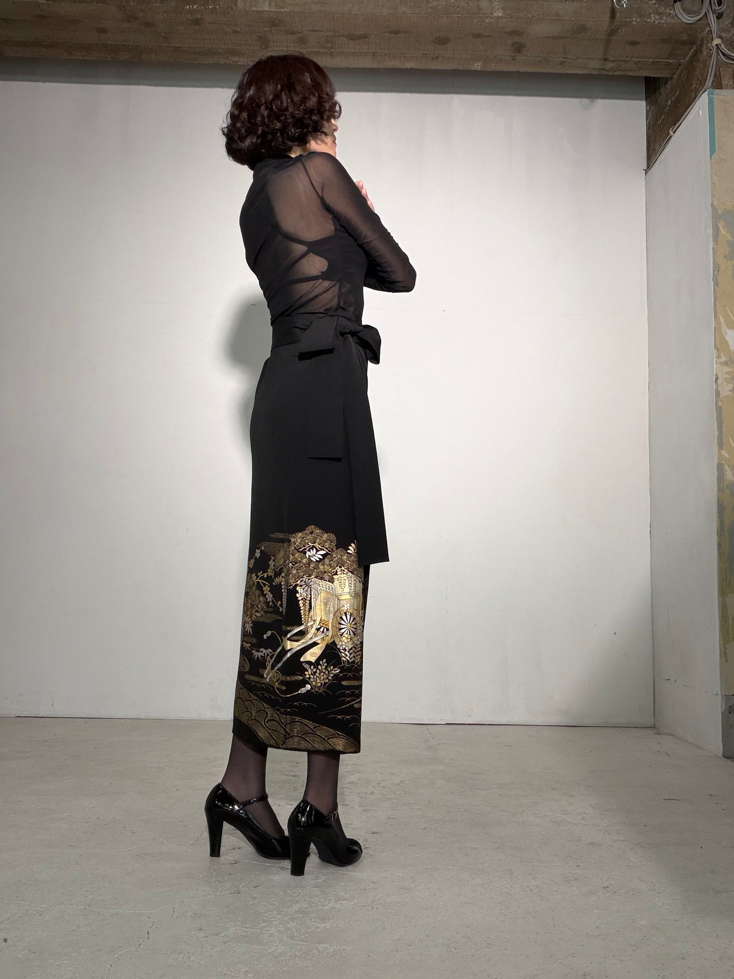 EDO-ZUMA SKIRT UPCYCLED FROM JAPANESE KIMONO "EDO055"