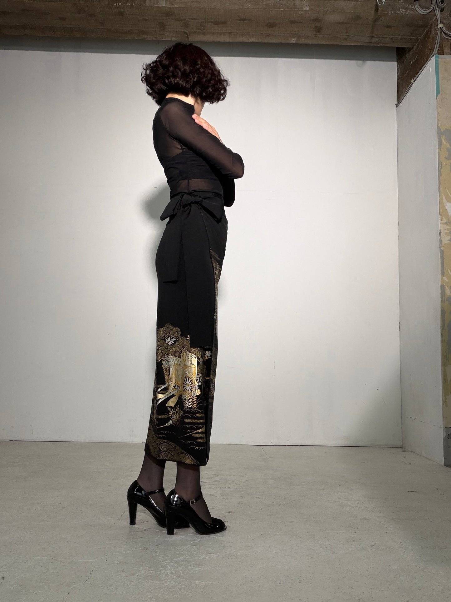 EDO-ZUMA SKIRT UPCYCLED FROM JAPANESE KIMONO "EDO055"
