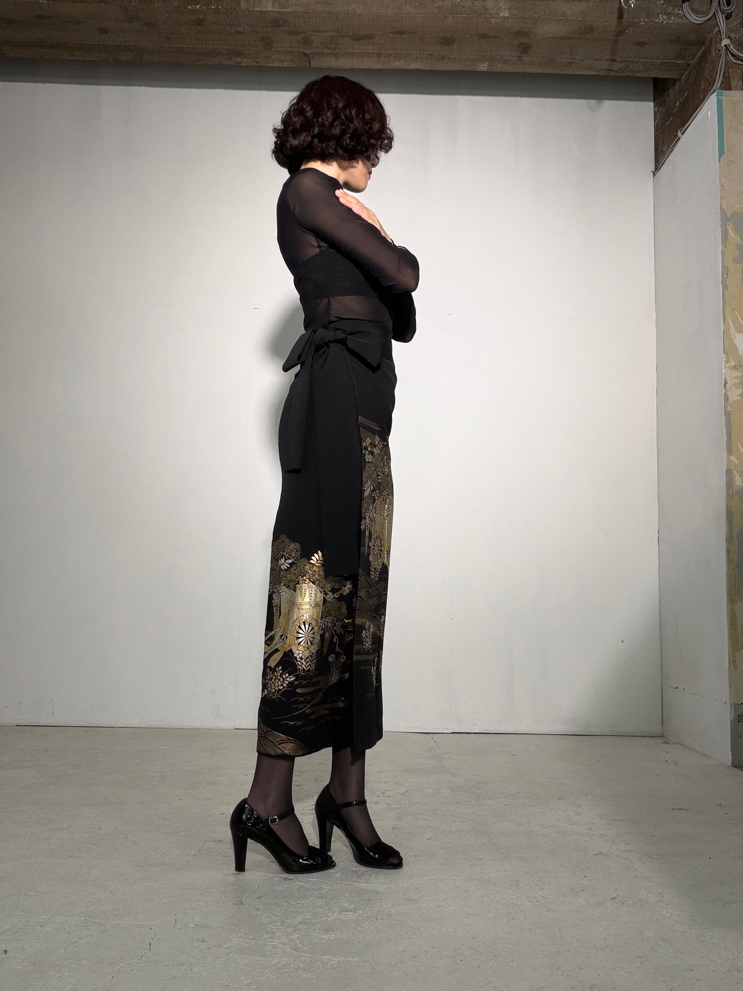 EDO-ZUMA SKIRT UPCYCLED FROM JAPANESE KIMONO "EDO055"
