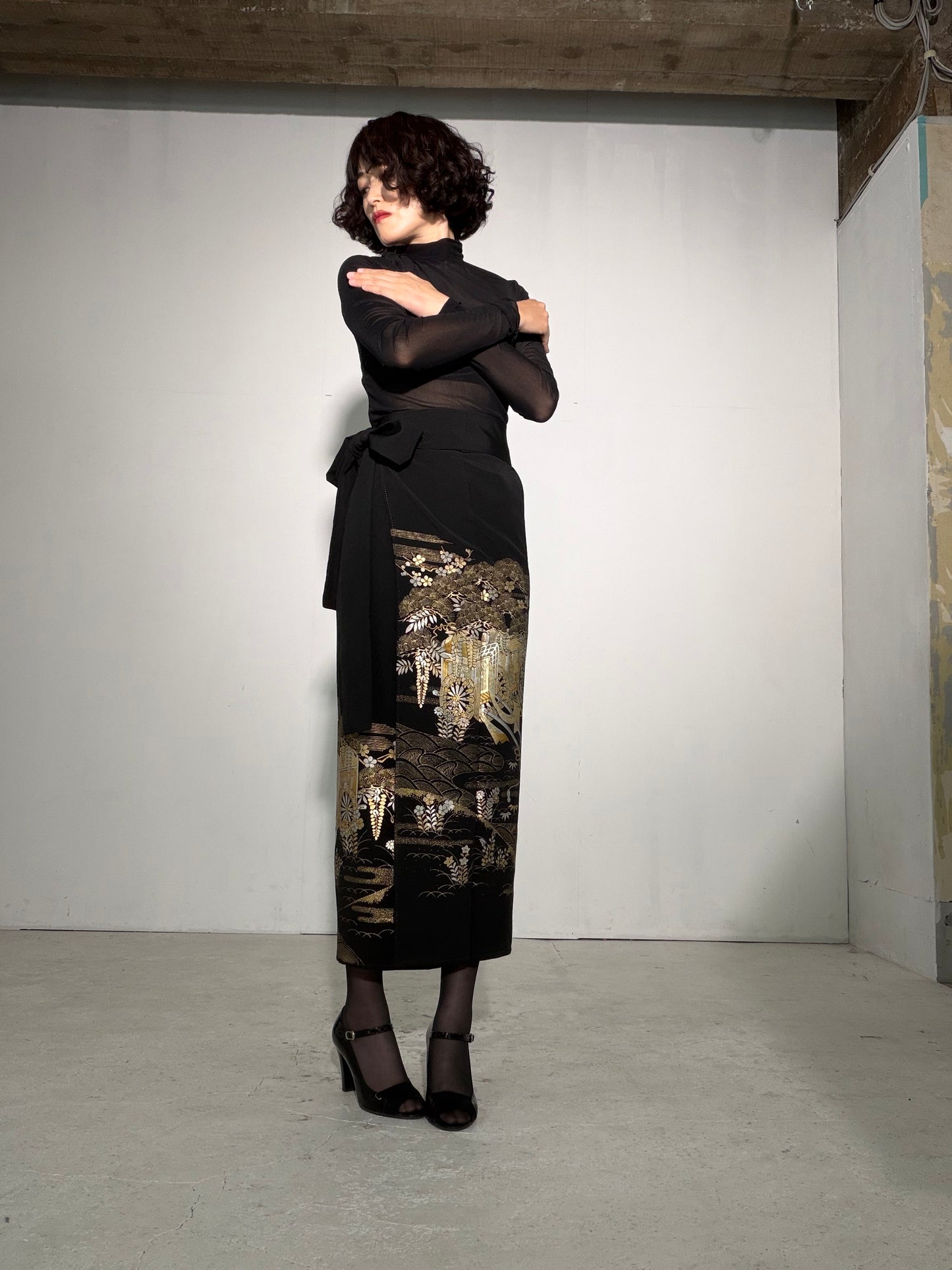 EDO-ZUMA SKIRT UPCYCLED FROM JAPANESE KIMONO "EDO055"