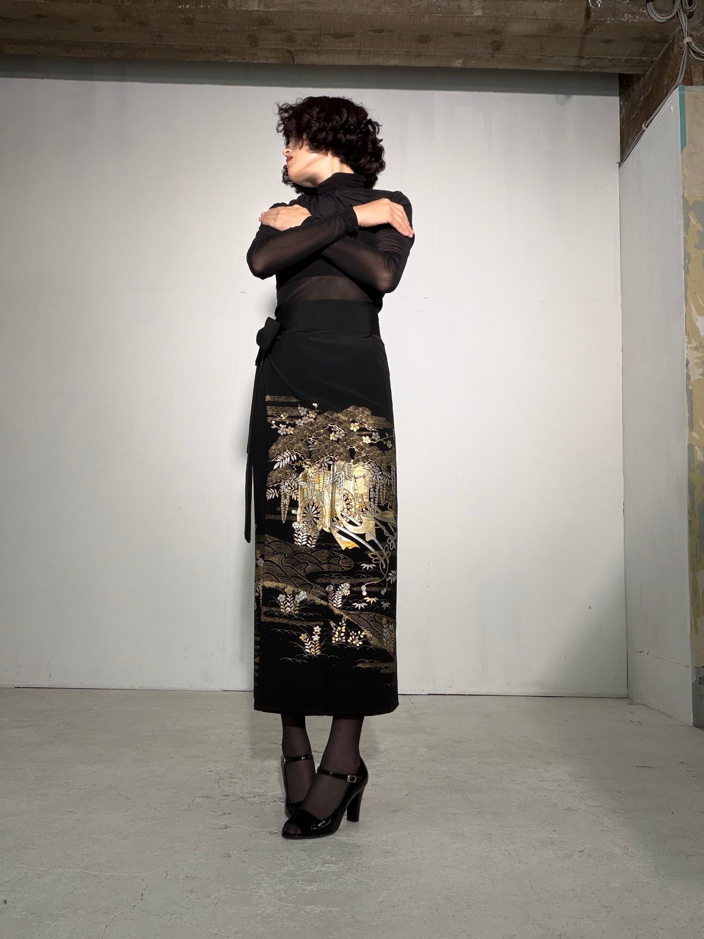 EDO-ZUMA SKIRT UPCYCLED FROM JAPANESE KIMONO "EDO055"
