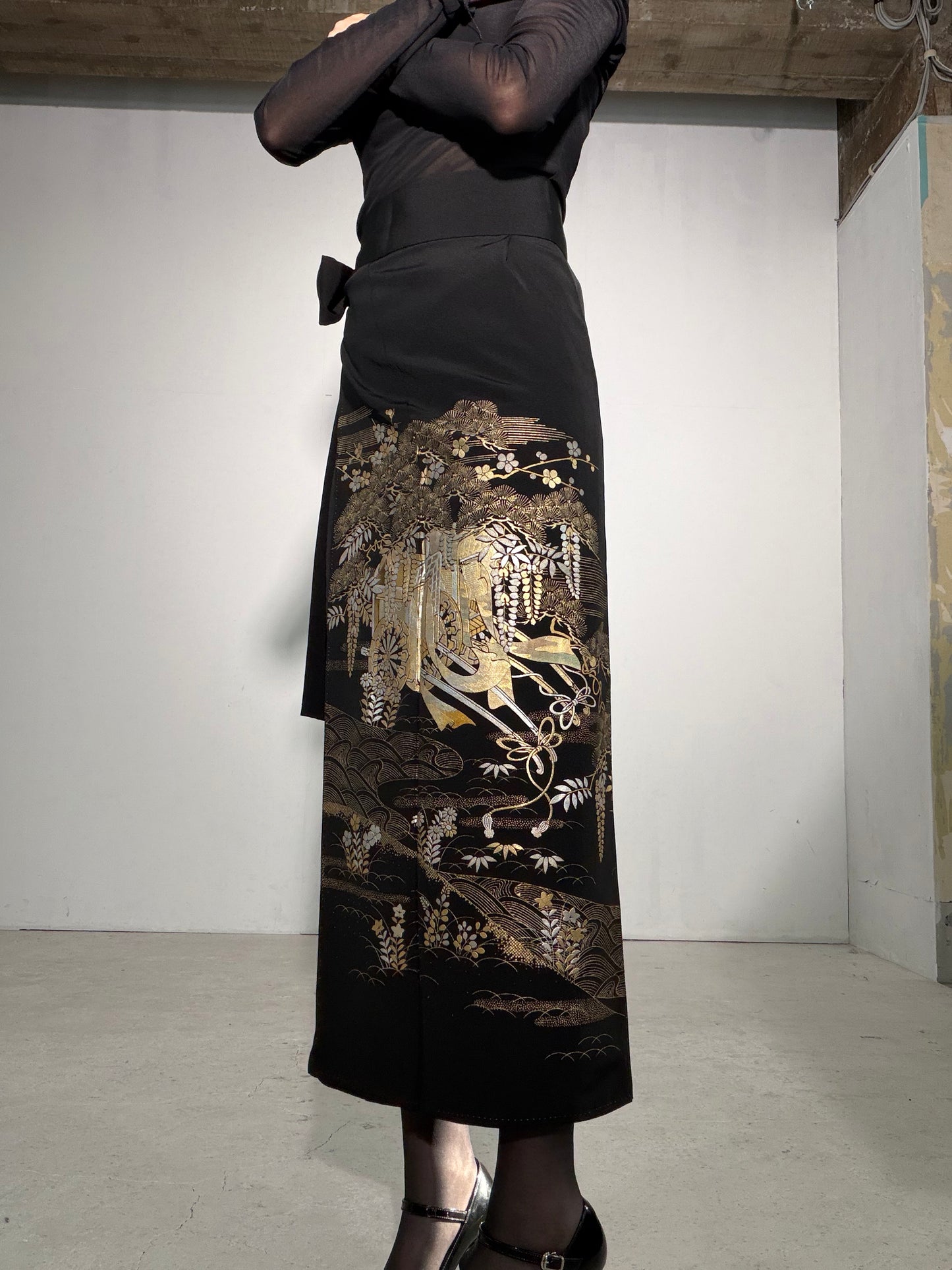 EDO-ZUMA SKIRT UPCYCLED FROM JAPANESE KIMONO "EDO055"