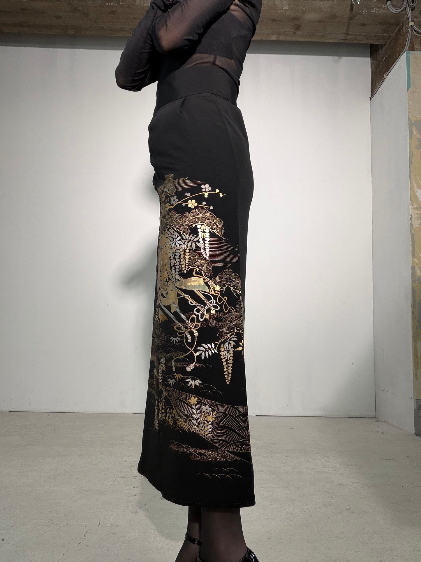 EDO-ZUMA SKIRT UPCYCLED FROM JAPANESE KIMONO "EDO055"