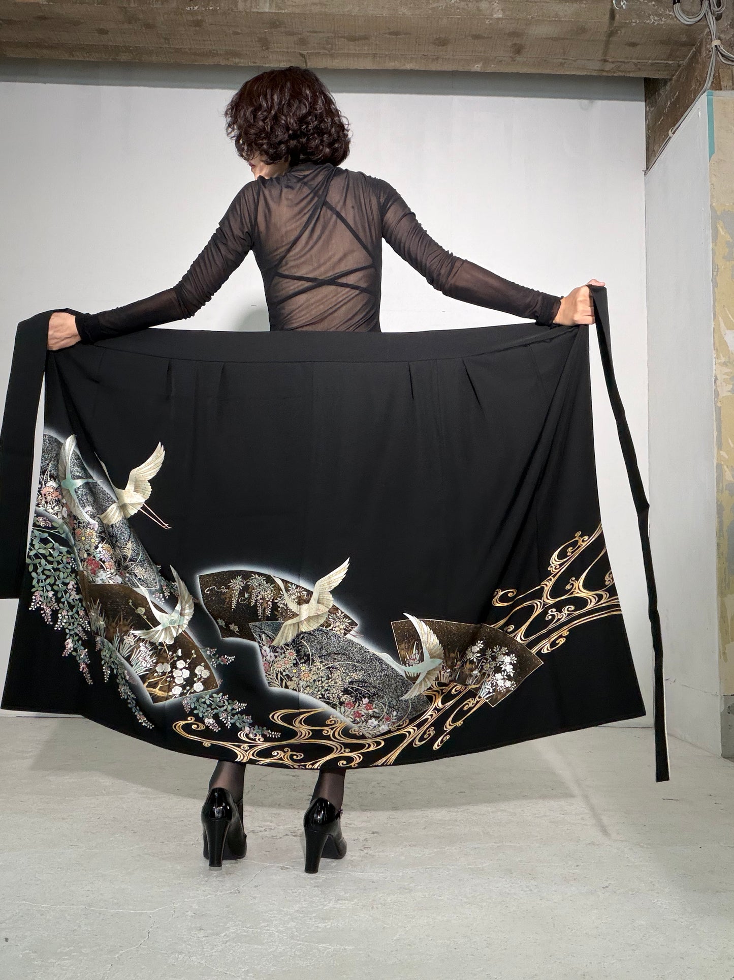 EDO-ZUMA SKIRT UPCYCLED FROM JAPANESE KIMONO "EDO063"