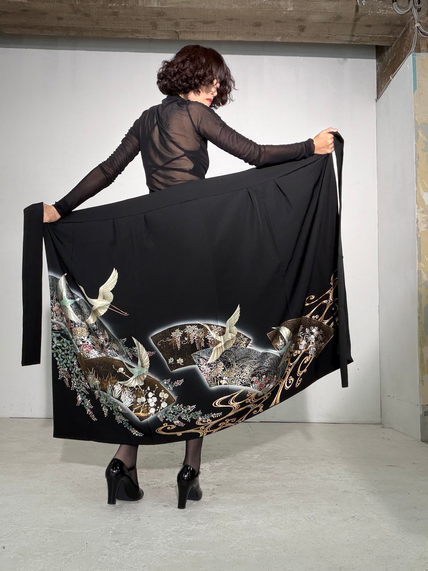 EDO-ZUMA SKIRT UPCYCLED FROM JAPANESE KIMONO "EDO063"