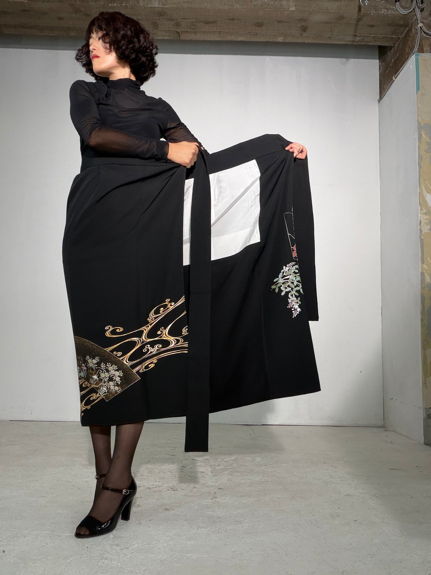 EDO-ZUMA SKIRT UPCYCLED FROM JAPANESE KIMONO "EDO063"