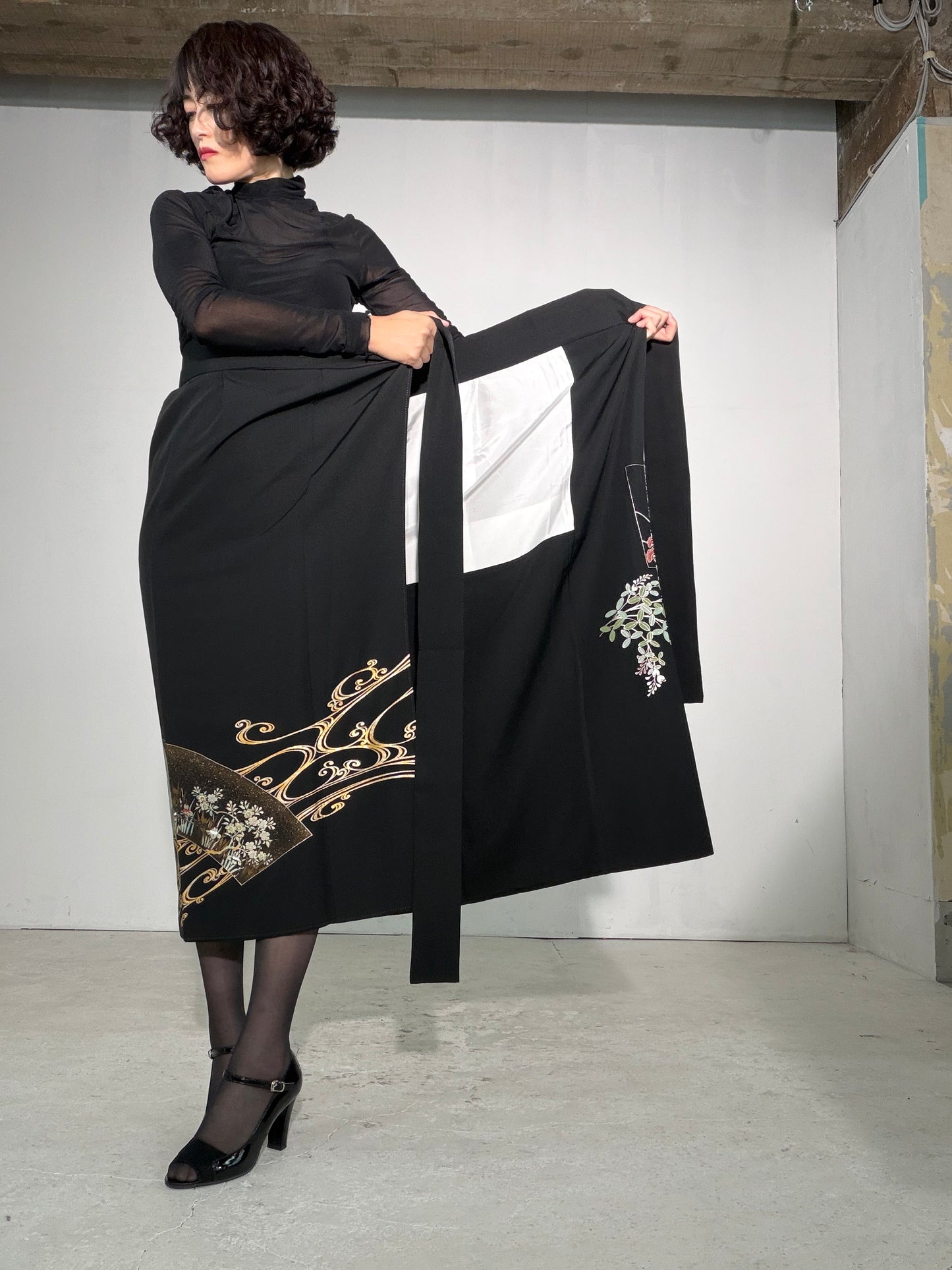 EDO-ZUMA SKIRT UPCYCLED FROM JAPANESE KIMONO "EDO063"