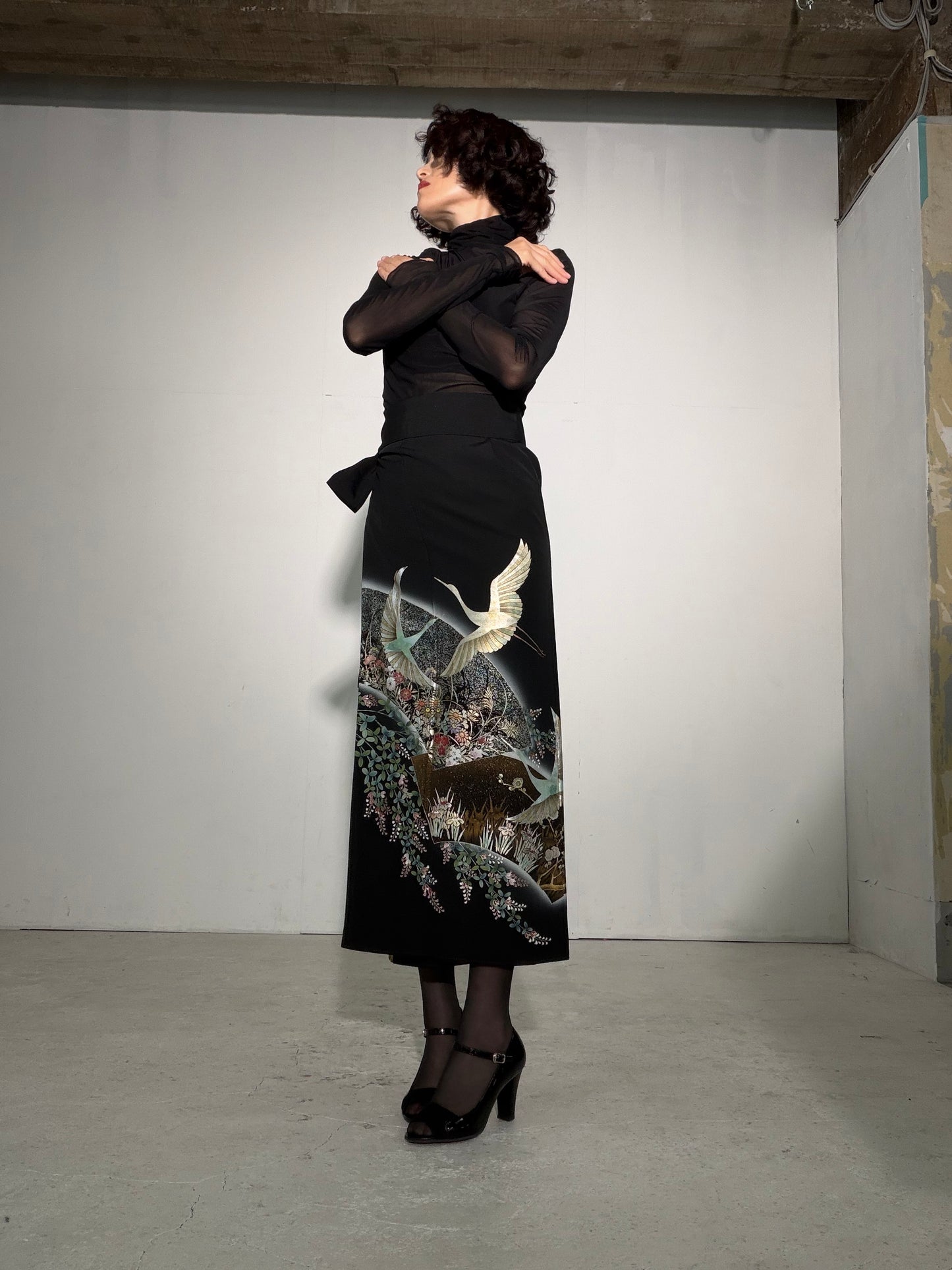 EDO-ZUMA SKIRT UPCYCLED FROM JAPANESE KIMONO "EDO063"