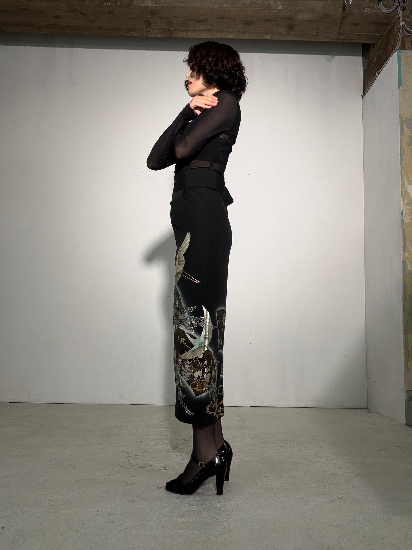 EDO-ZUMA SKIRT UPCYCLED FROM JAPANESE KIMONO "EDO063"