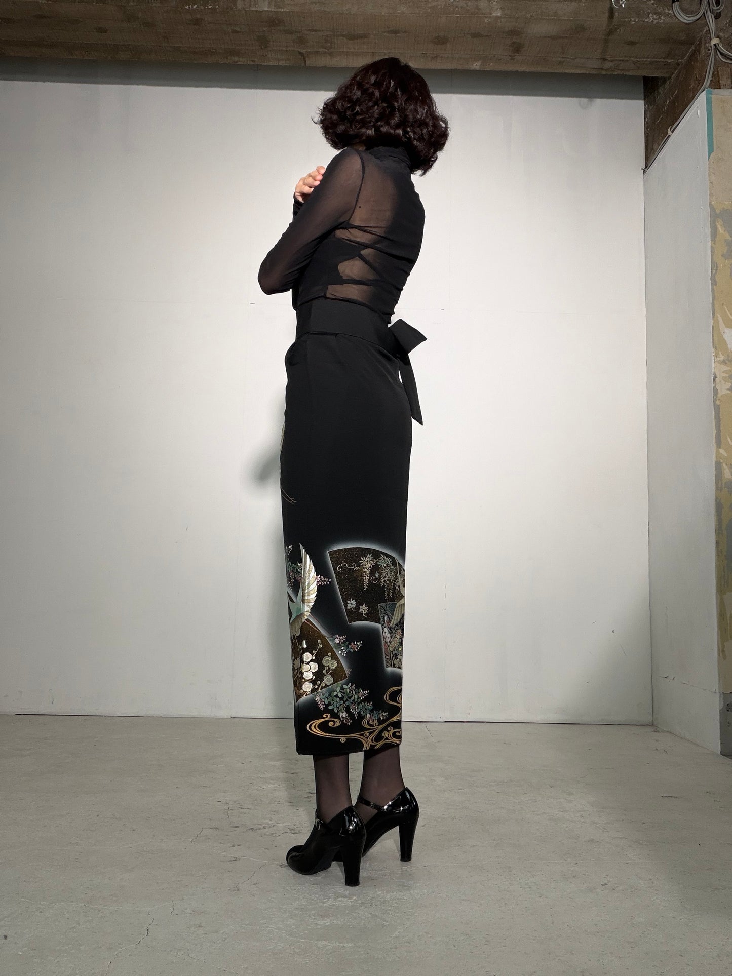 EDO-ZUMA SKIRT UPCYCLED FROM JAPANESE KIMONO "EDO063"