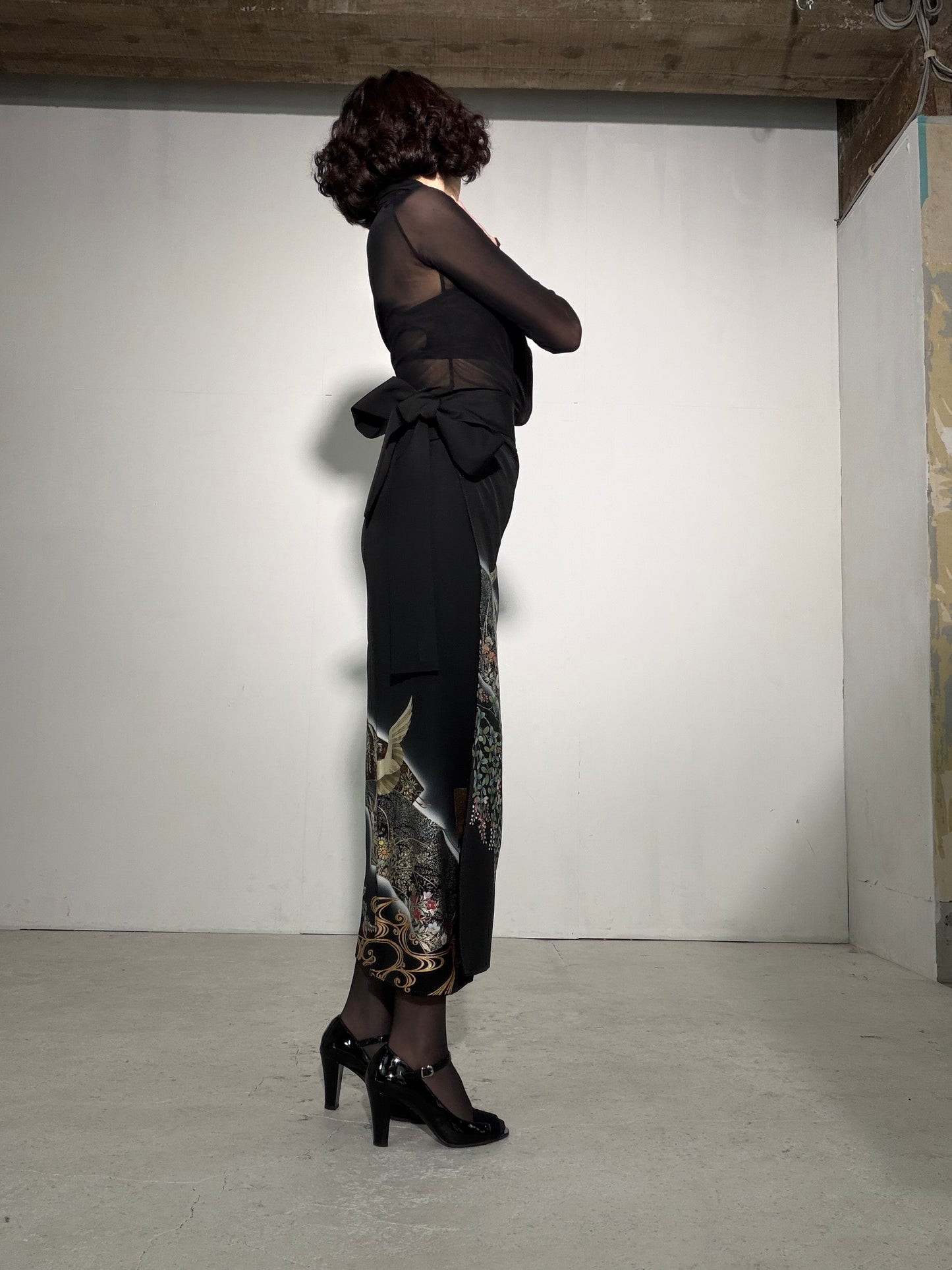 EDO-ZUMA SKIRT UPCYCLED FROM JAPANESE KIMONO "EDO063"