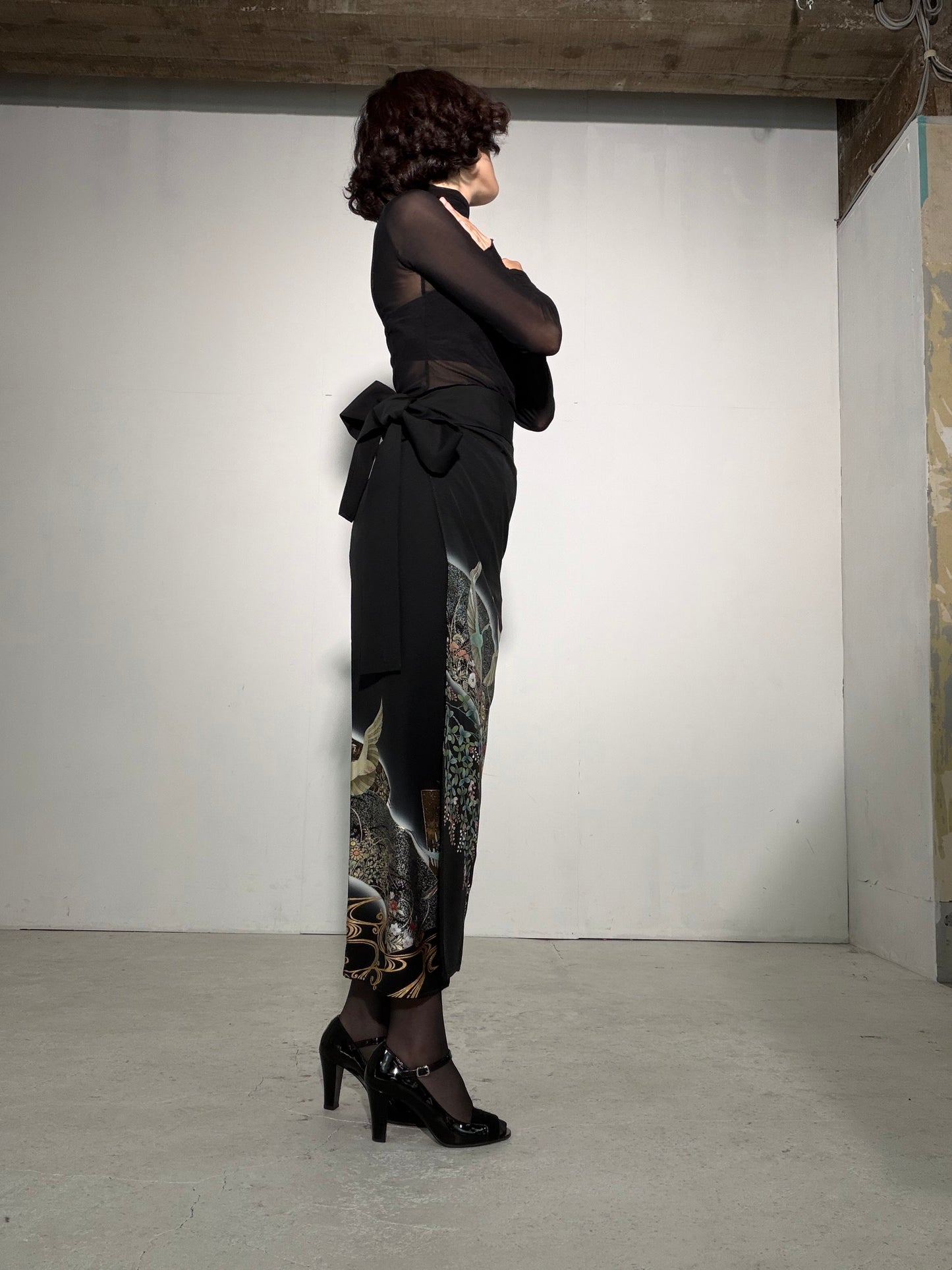 EDO-ZUMA SKIRT UPCYCLED FROM JAPANESE KIMONO "EDO063"