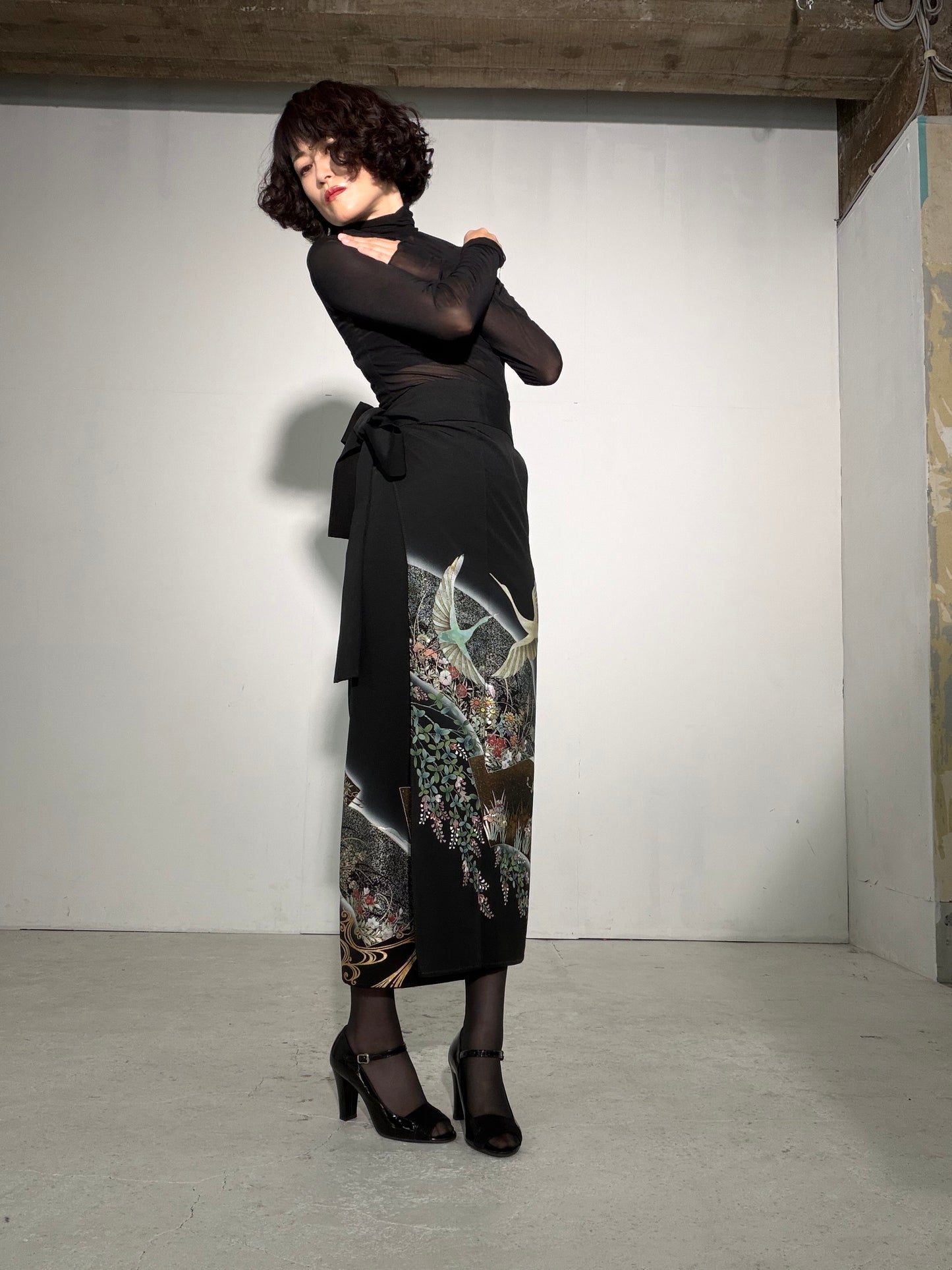 EDO-ZUMA SKIRT UPCYCLED FROM JAPANESE KIMONO "EDO063"