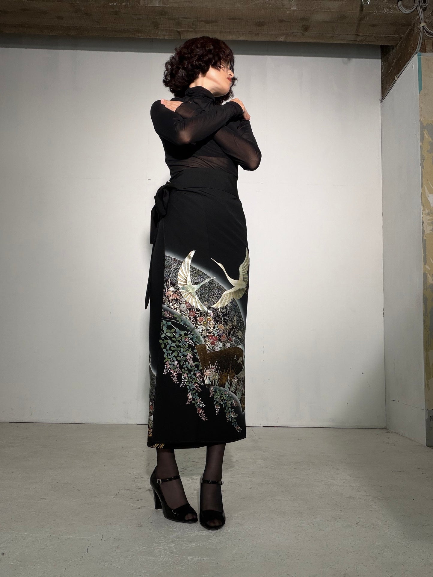 EDO-ZUMA SKIRT UPCYCLED FROM JAPANESE KIMONO "EDO063"