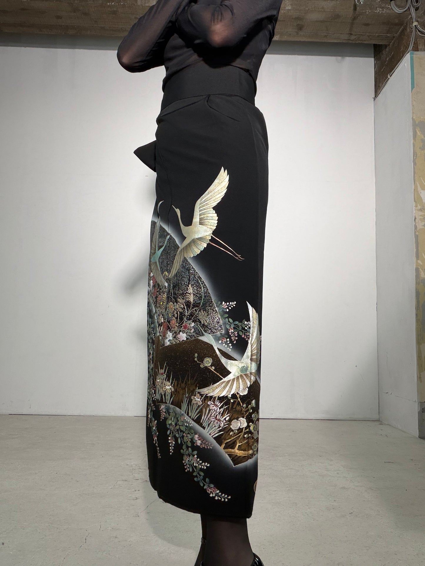 EDO-ZUMA SKIRT UPCYCLED FROM JAPANESE KIMONO "EDO063"