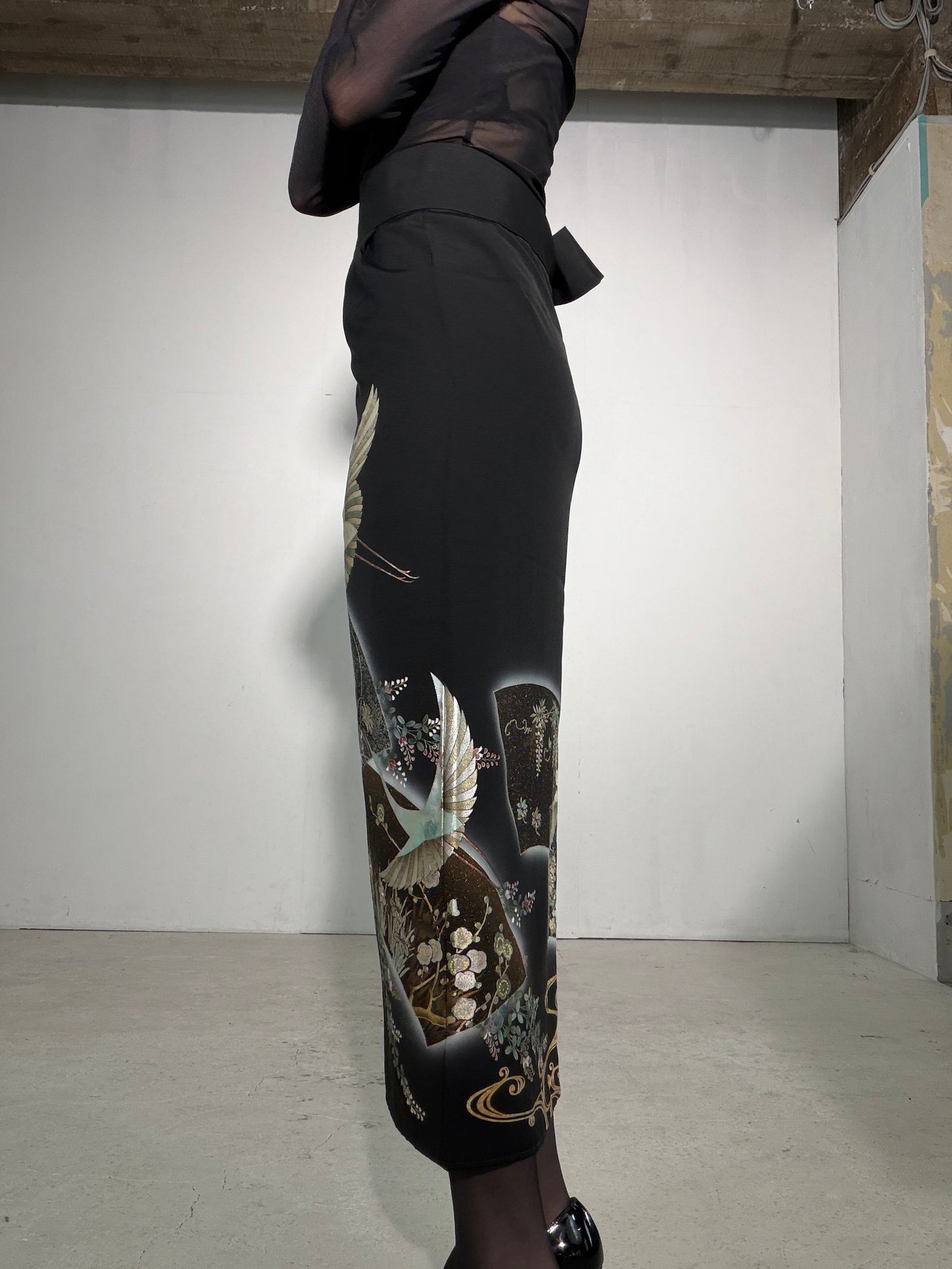 EDO-ZUMA SKIRT UPCYCLED FROM JAPANESE KIMONO "EDO063"
