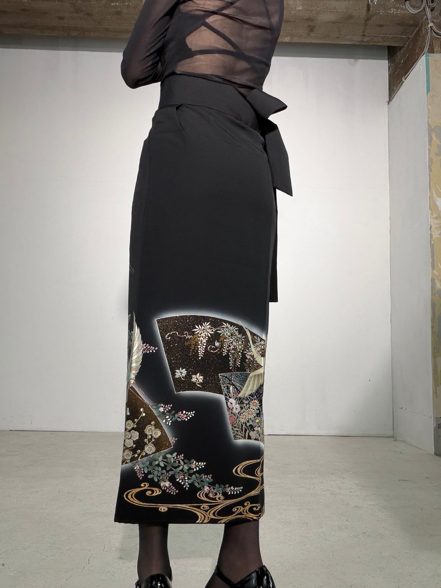 EDO-ZUMA SKIRT UPCYCLED FROM JAPANESE KIMONO "EDO063"