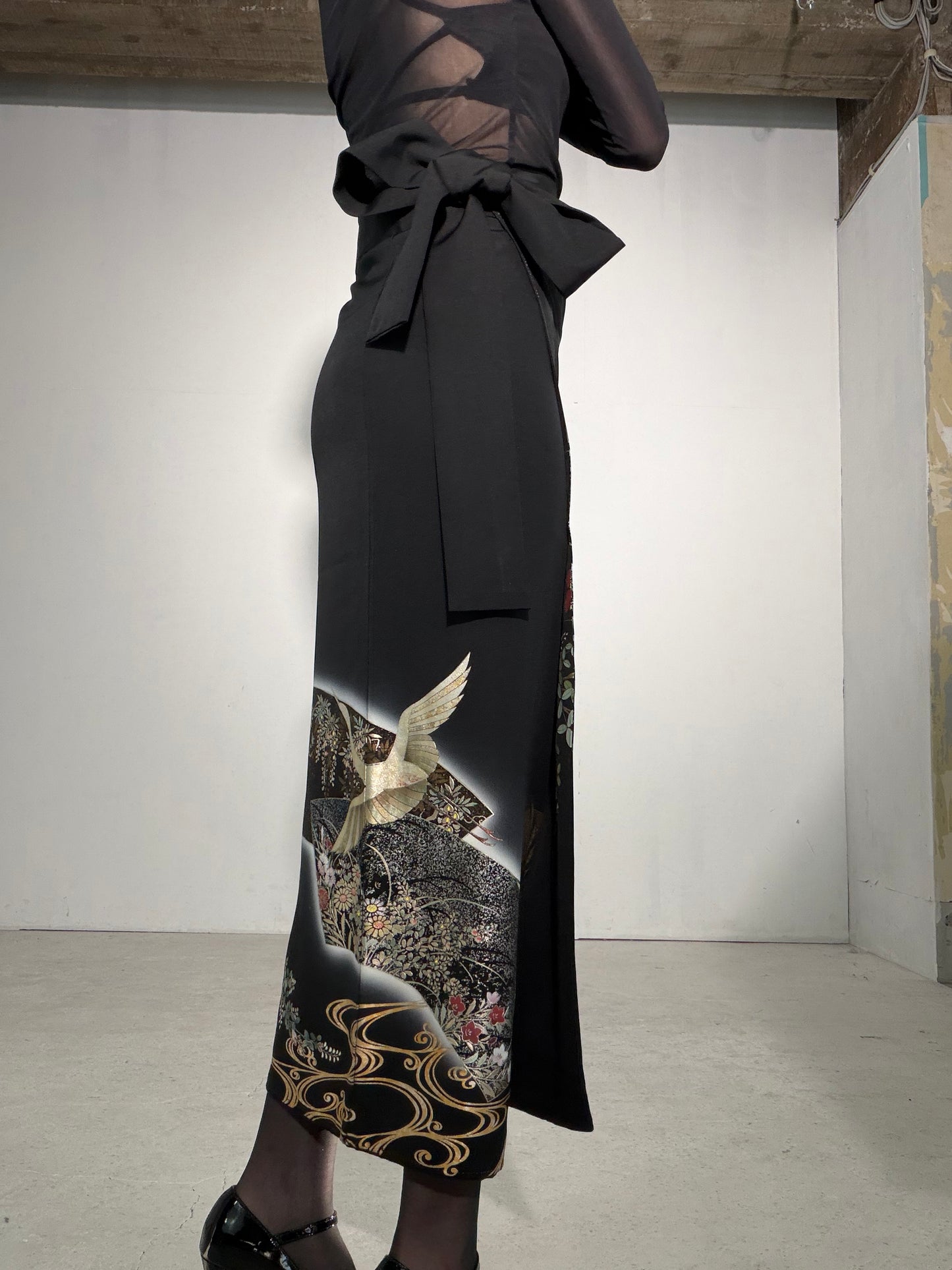 EDO-ZUMA SKIRT UPCYCLED FROM JAPANESE KIMONO "EDO063"