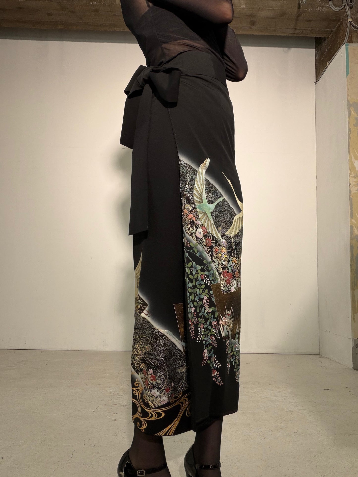 EDO-ZUMA SKIRT UPCYCLED FROM JAPANESE KIMONO "EDO063"
