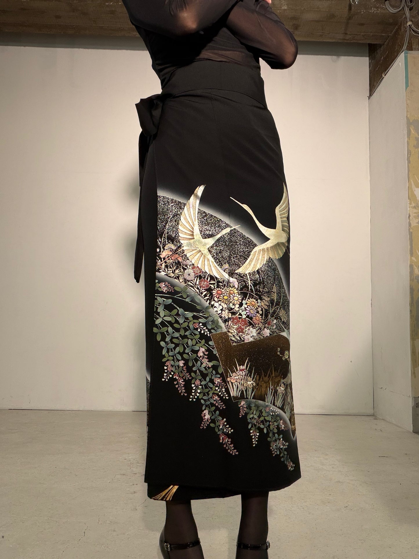 EDO-ZUMA SKIRT UPCYCLED FROM JAPANESE KIMONO "EDO063"