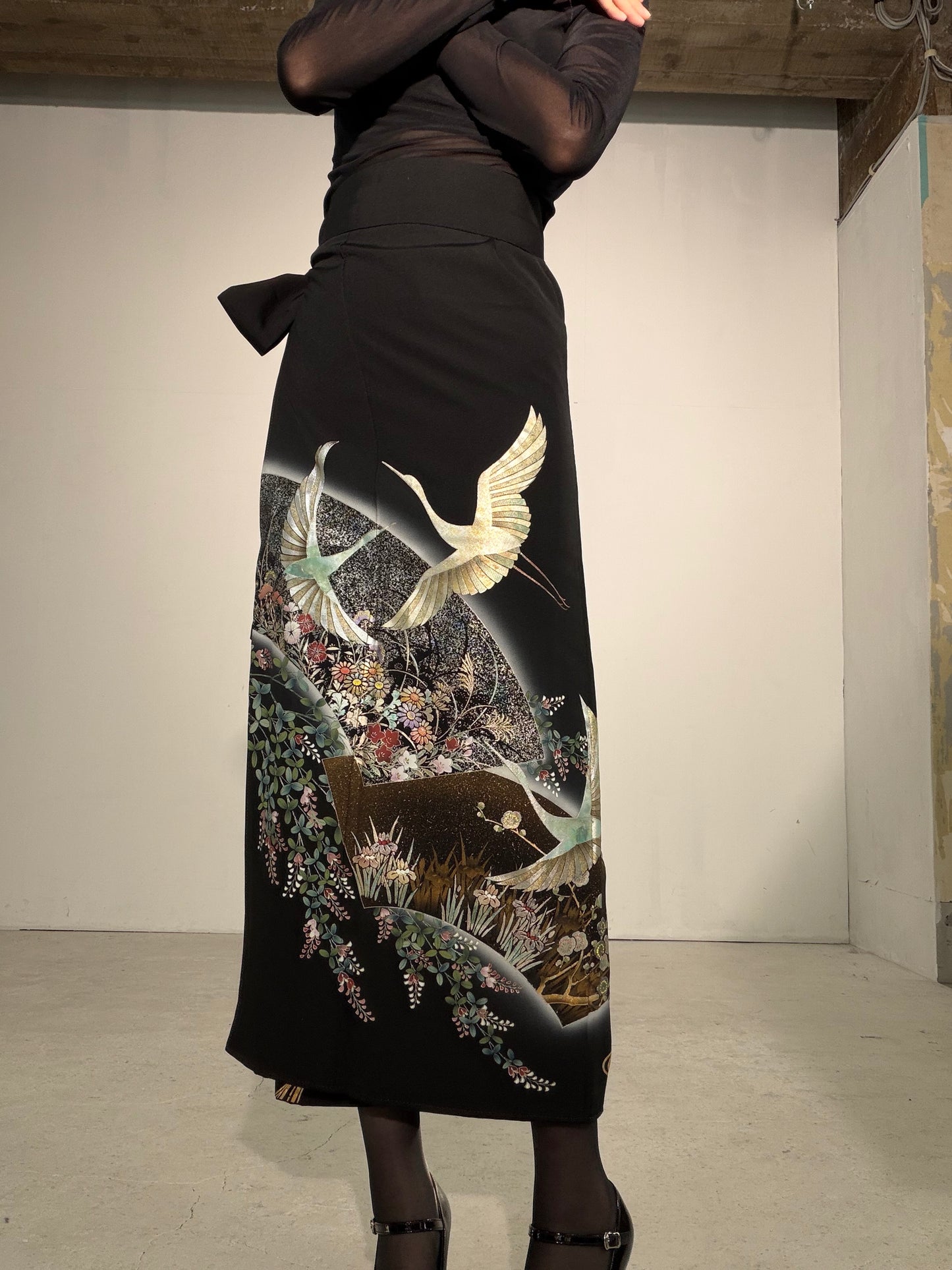 EDO-ZUMA SKIRT UPCYCLED FROM JAPANESE KIMONO "EDO063"