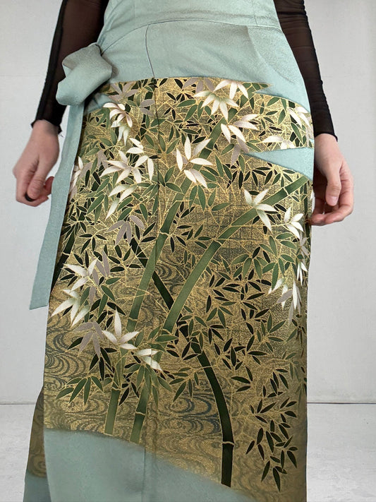 REIWA NIBUSHIKI KIMONO upcycled from Japanese kimono “iro tomesode”