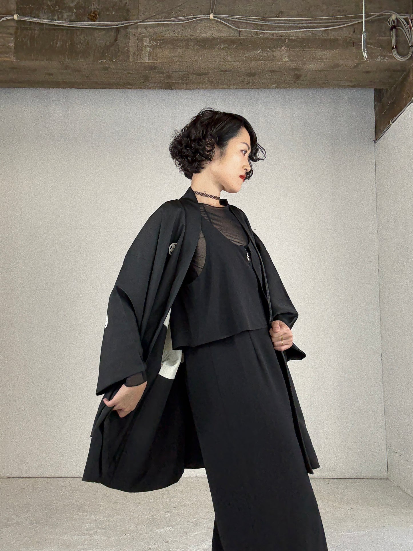 VINTAGE KUROMONTSUKI HAORI "Noh"