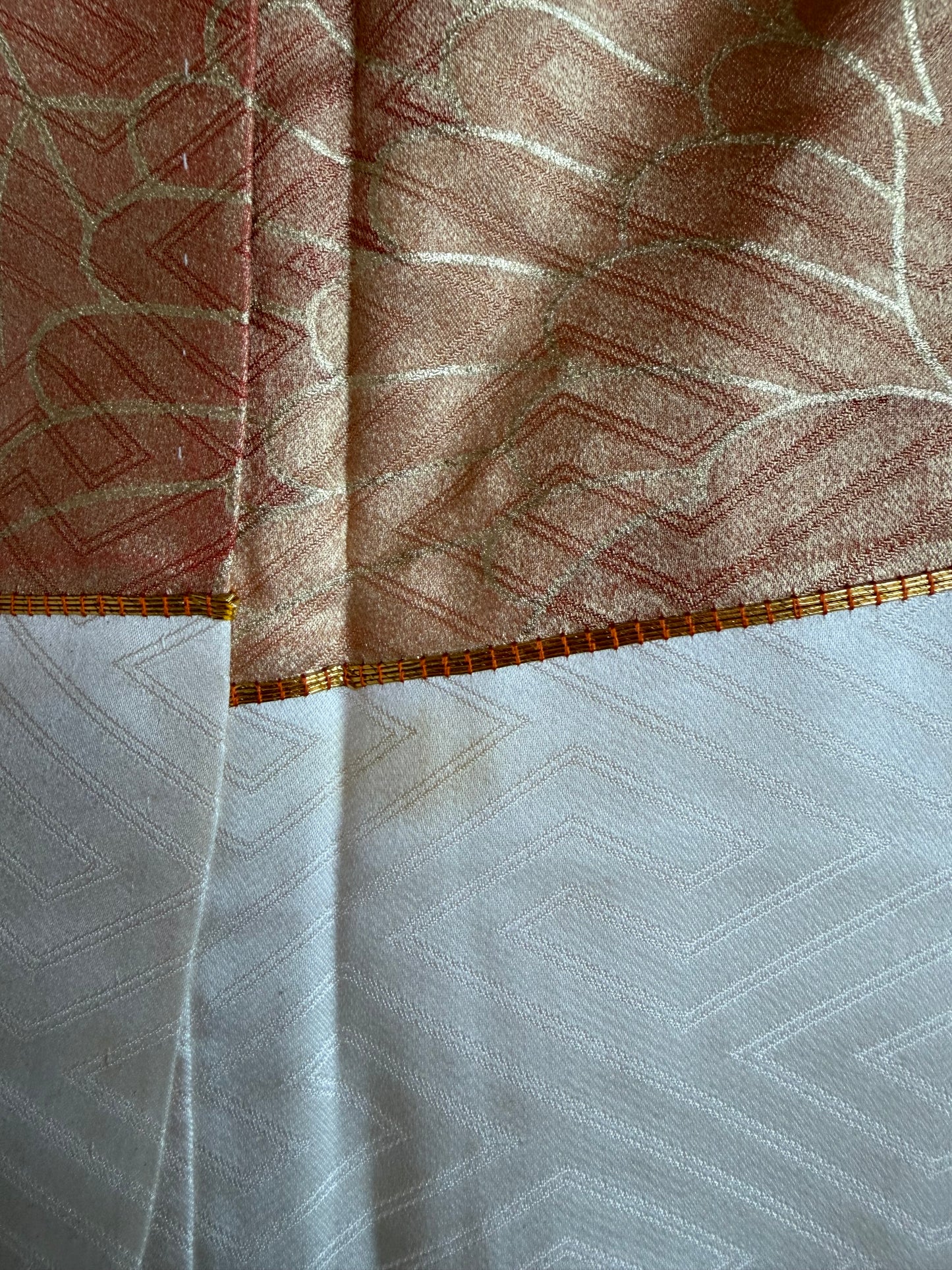 Furisode Kimono Dress Gown with String Belt – Upcycled from Vintage Japanese Kimono "gold, DRE_order" *damage