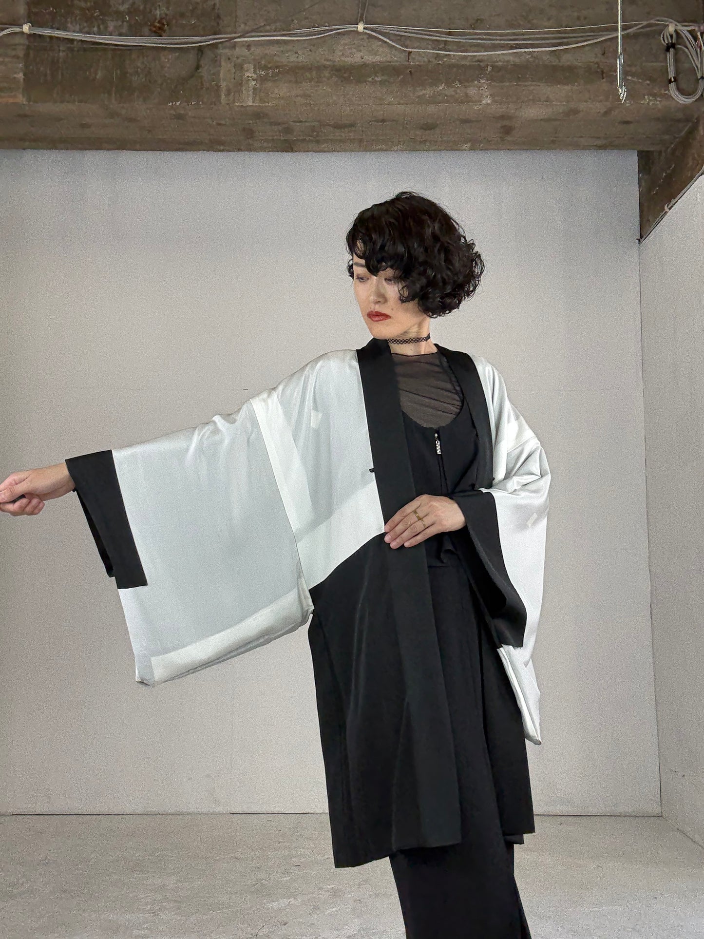 VINTAGE KUROMONTSUKI HAORI "kiso-Kaidou"