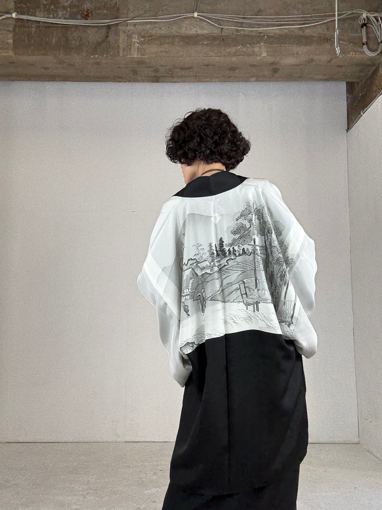 VINTAGE KUROMONTSUKI HAORI "kiso-Kaidou"