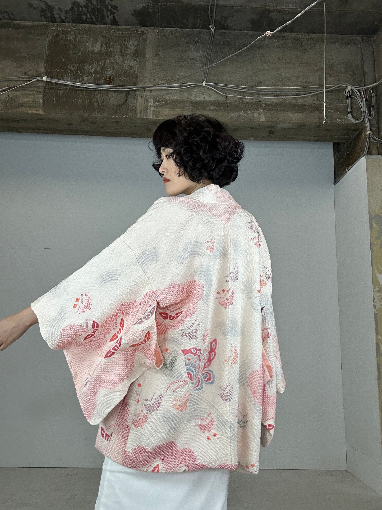 VINTAGE SHIBORI HAORI "choucho"