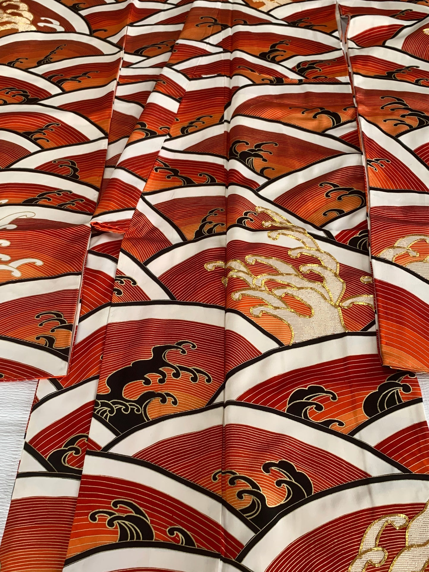 Furisode Kimono Dress Gown with String Belt – Upcycled from Vintage Japanese Kimono "DRE017