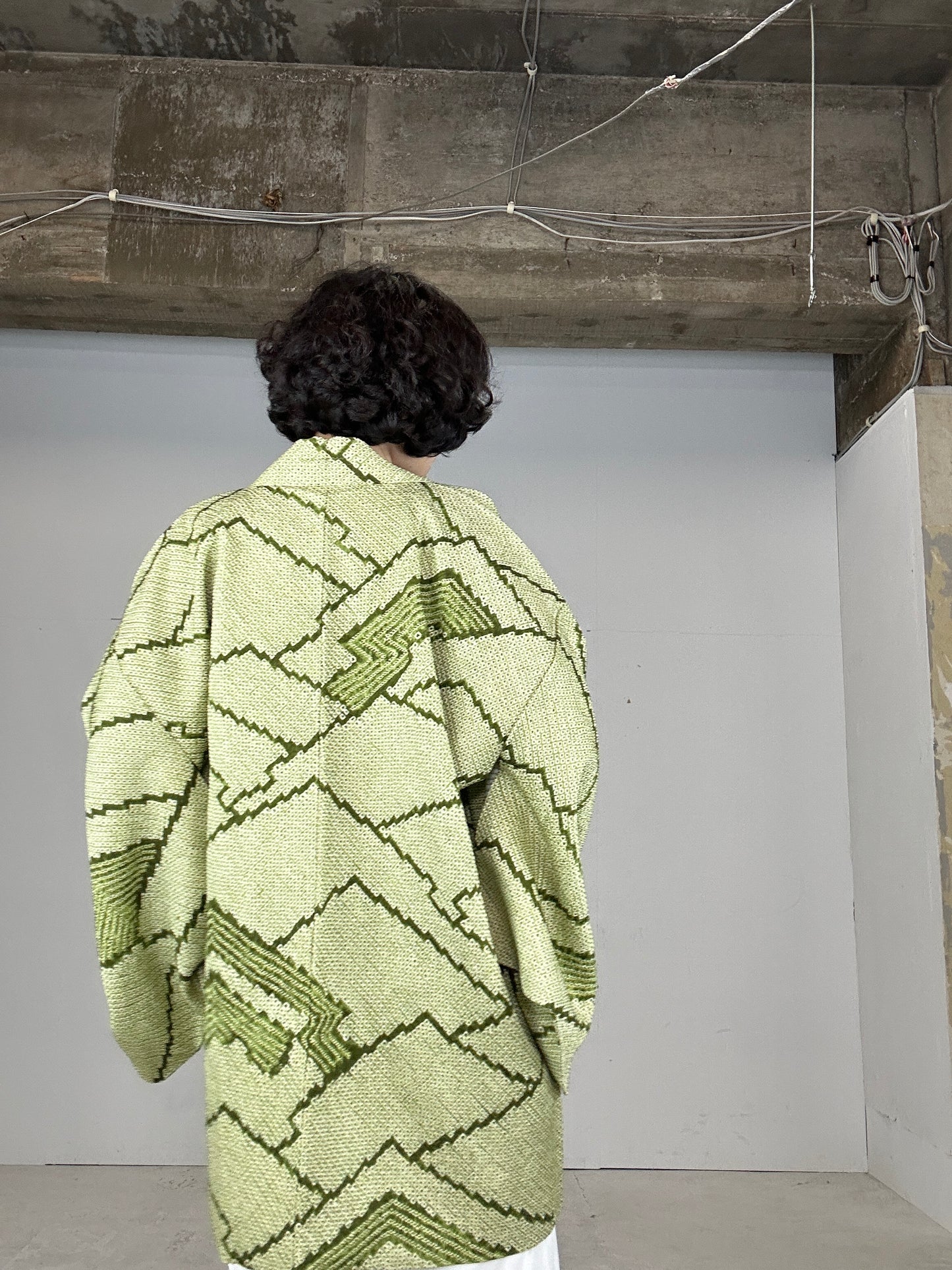 VINTAGE SHIBORI HAORI "midori kikagaku"