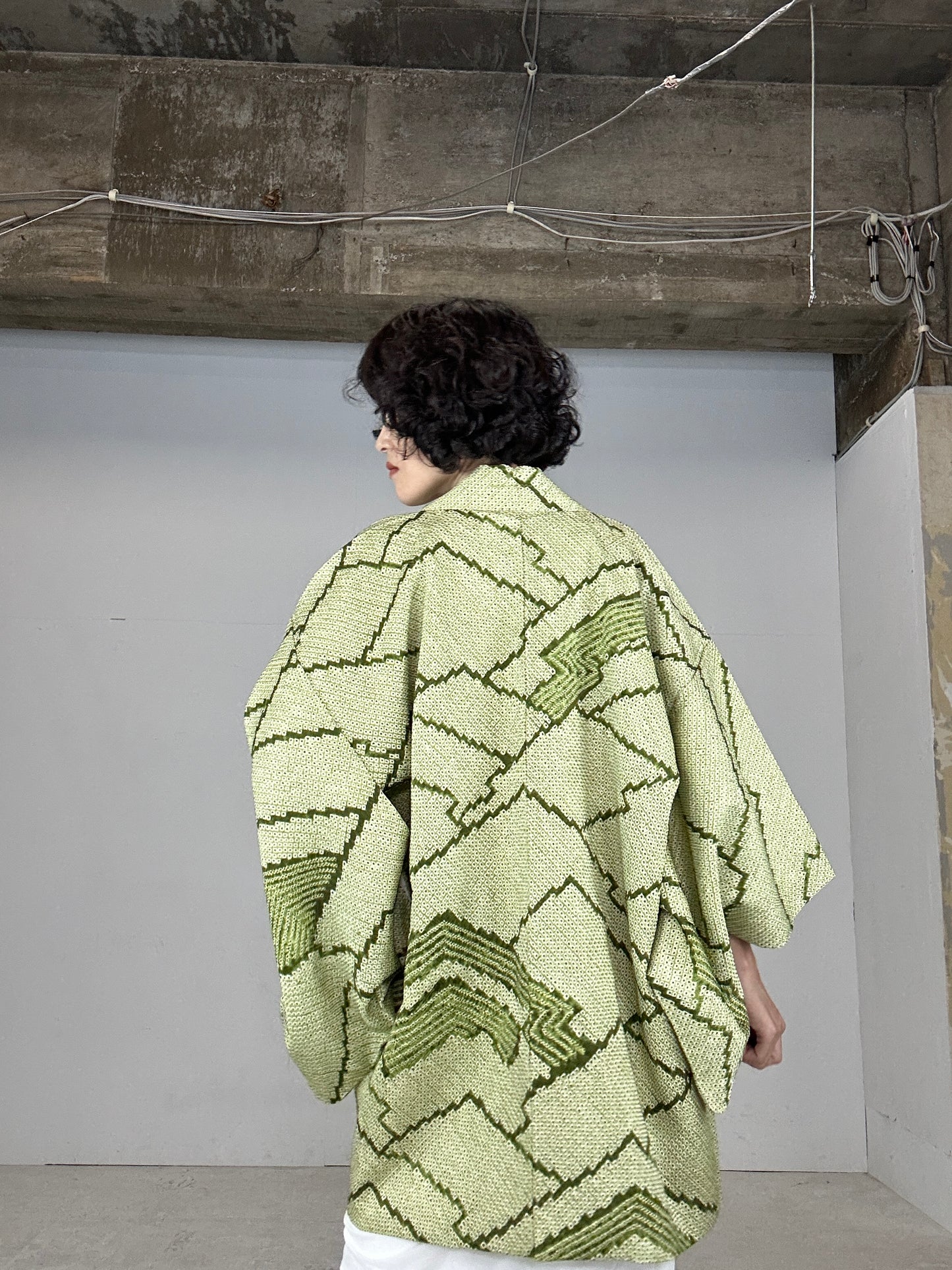 VINTAGE SHIBORI HAORI "midori kikagaku"