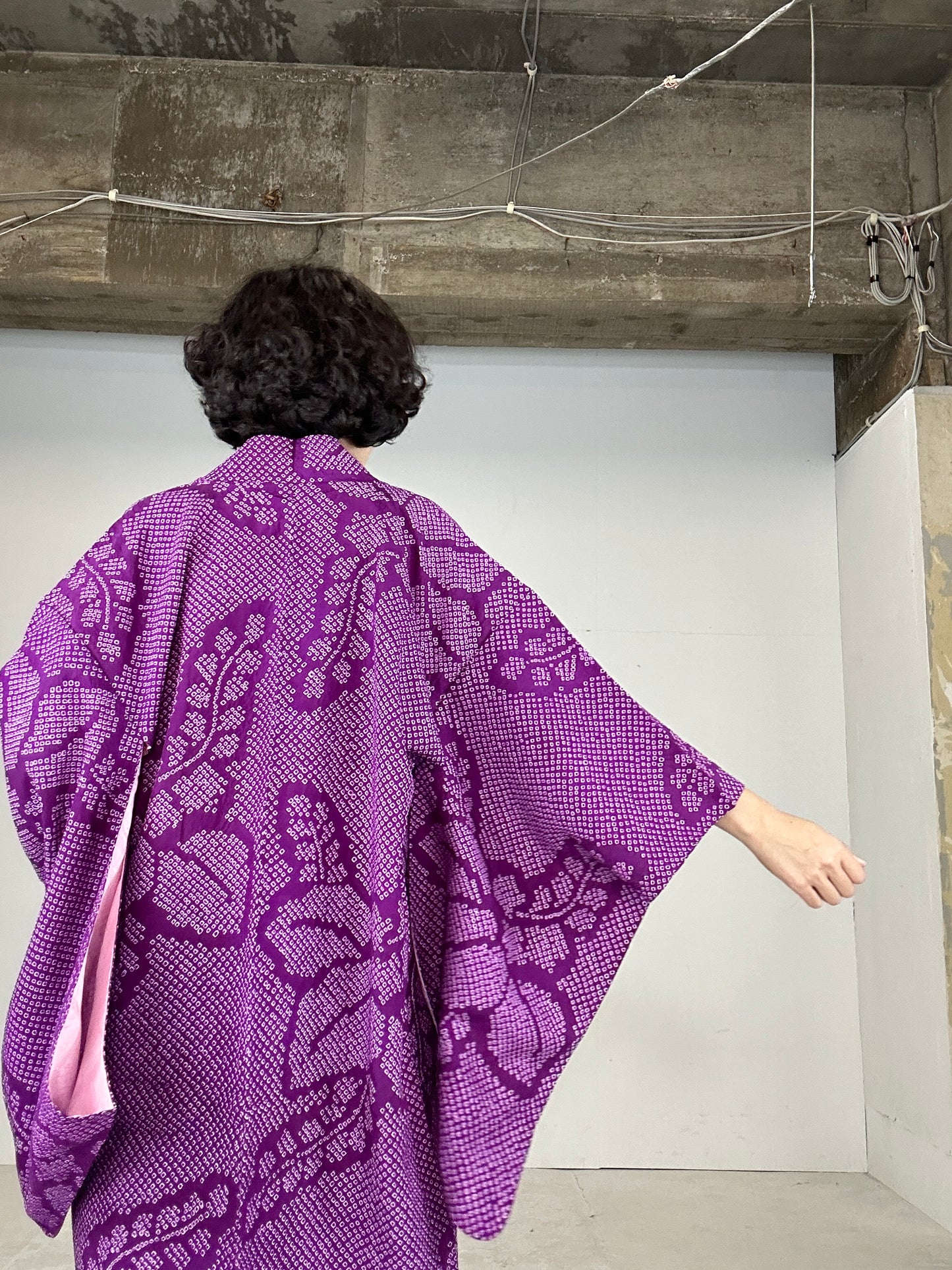 VINTAGE SHIBORI HAORI "antique nagabaori murasaki"