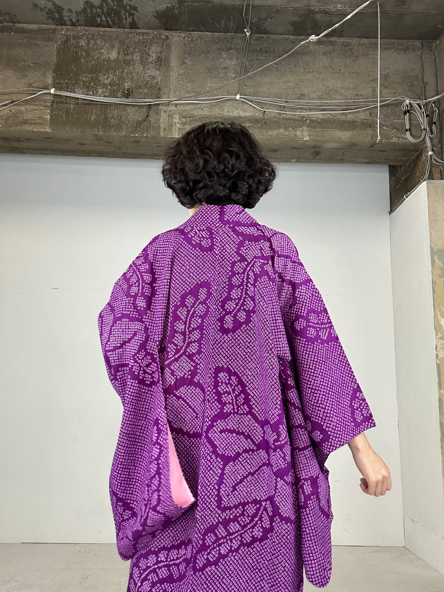 VINTAGE SHIBORI HAORI "antique nagabaori murasaki"