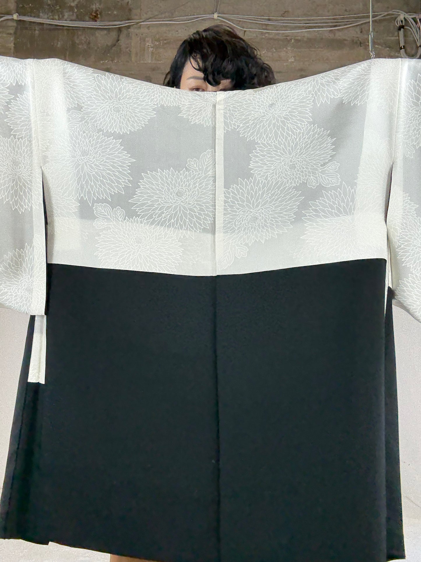 VINTAGE BLACK HAORI "kujyaku"