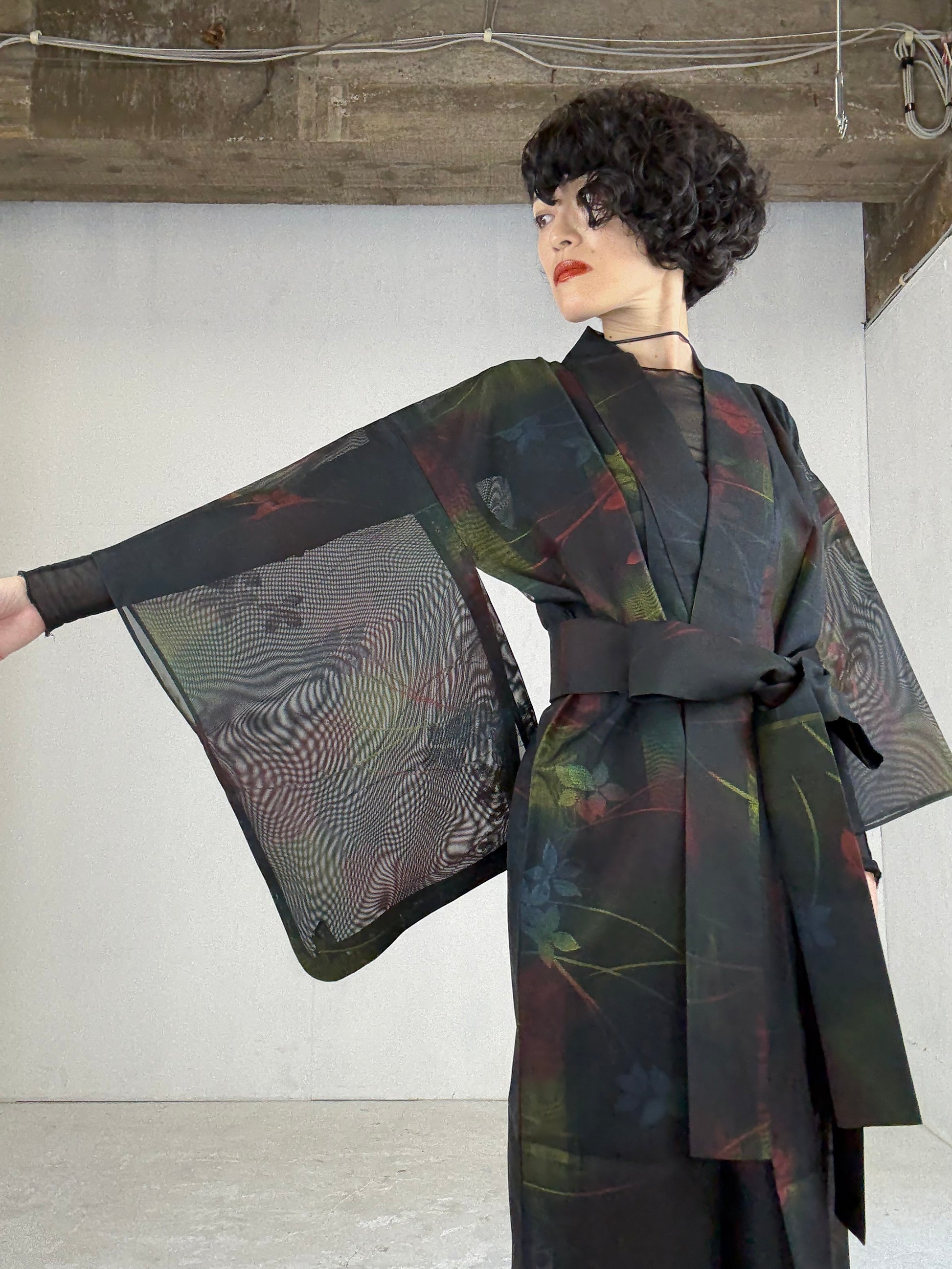 SHEER Kimono Dress Gown with String Belt Upcycled from Japanese Kimo MACHIKO KIMONO Japanese Kimonos, Vintage & Upcycled SHEER Kimono Dress Gown with String Belt Upcycled from Japanese Kimo MACHIKO KIMONO Japanese Kimonos, Vintage & Upcycled