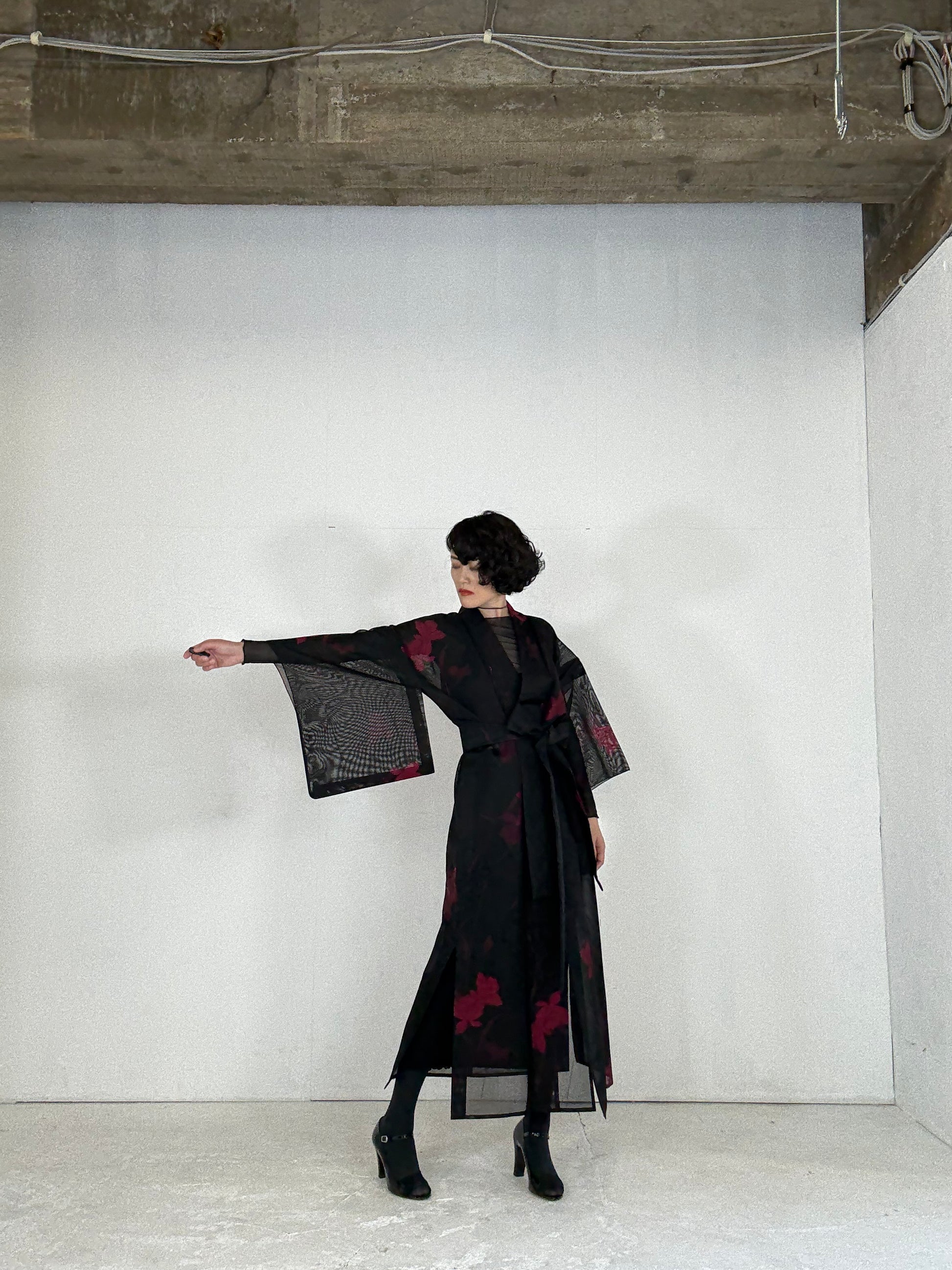 red and black kimono dress Cute Kimono Dresses Black Red Japanese Kimono Floral Pattern Short Robe Kawaiies