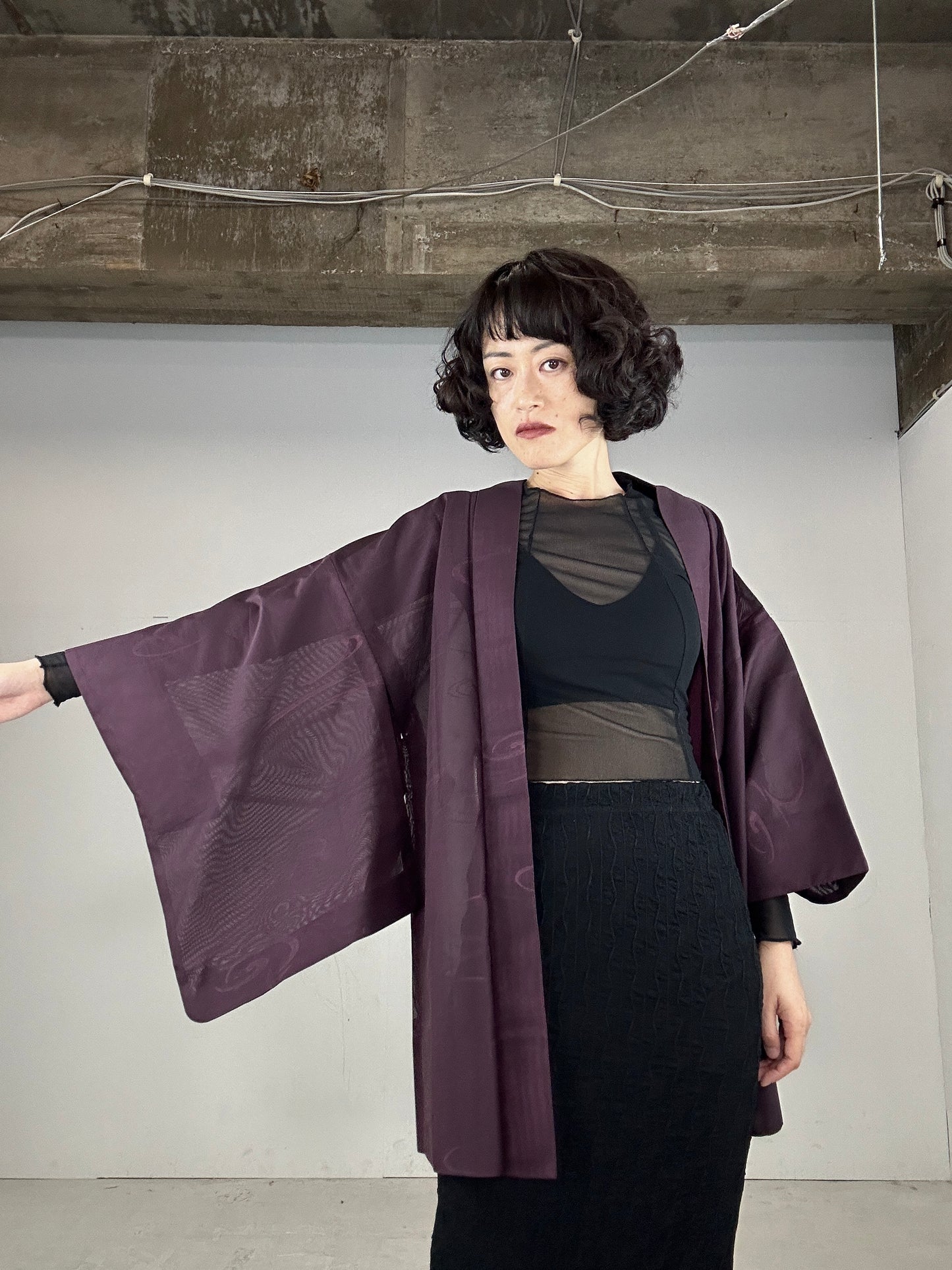 VINTAGE HAORI SHEER “murasaki"