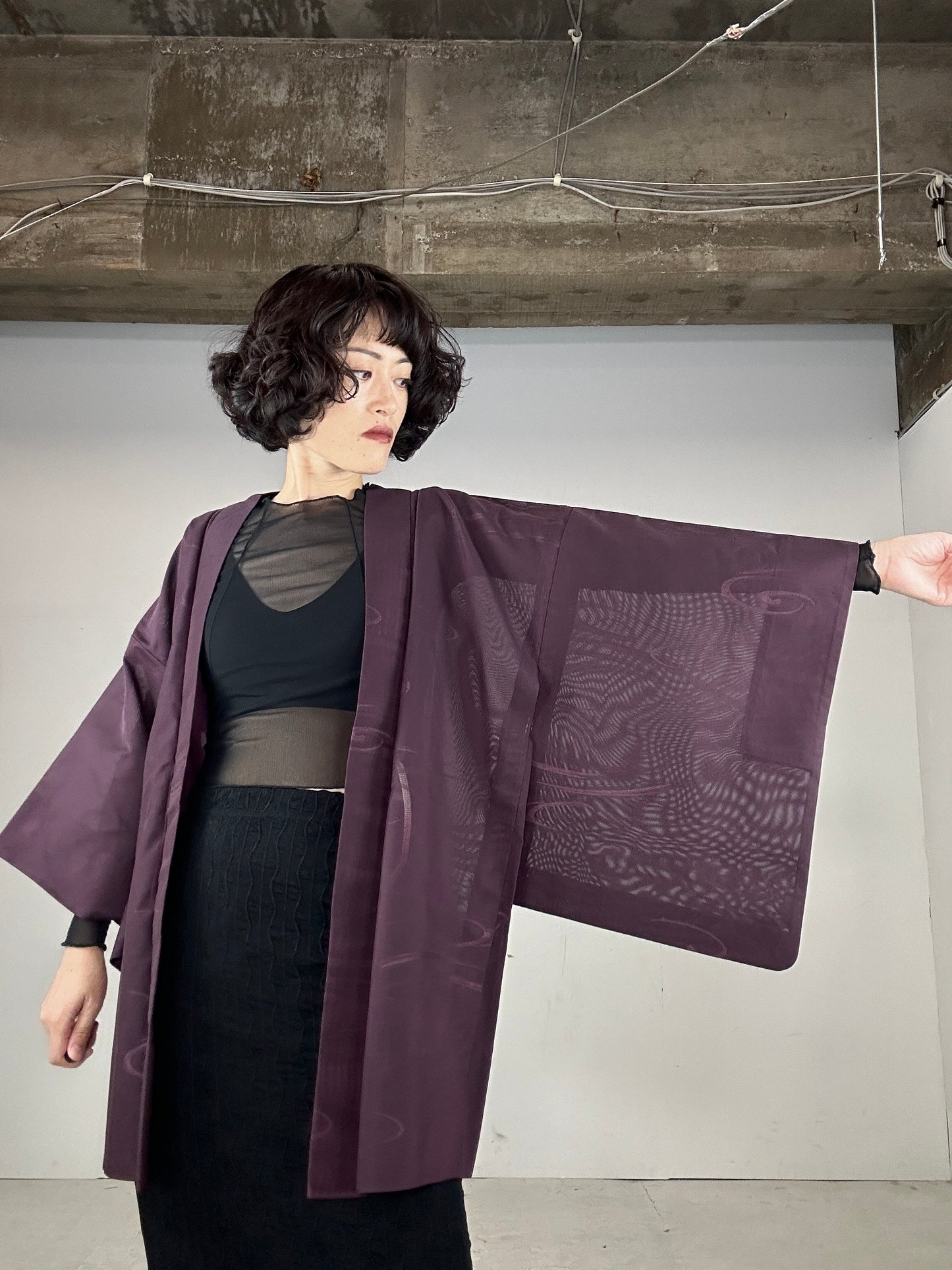 VINTAGE HAORI SHEER “murasaki"