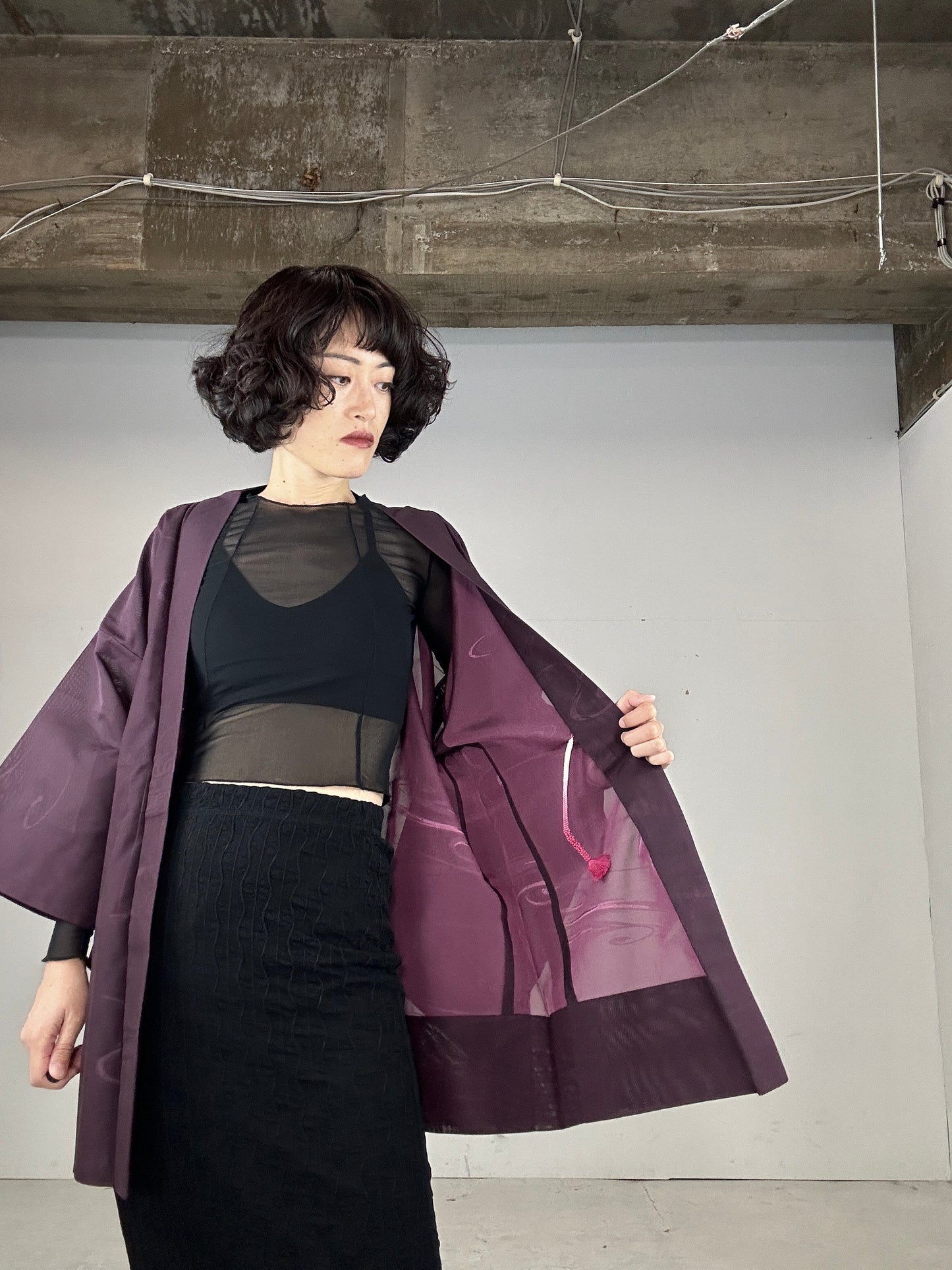 VINTAGE HAORI SHEER “murasaki"