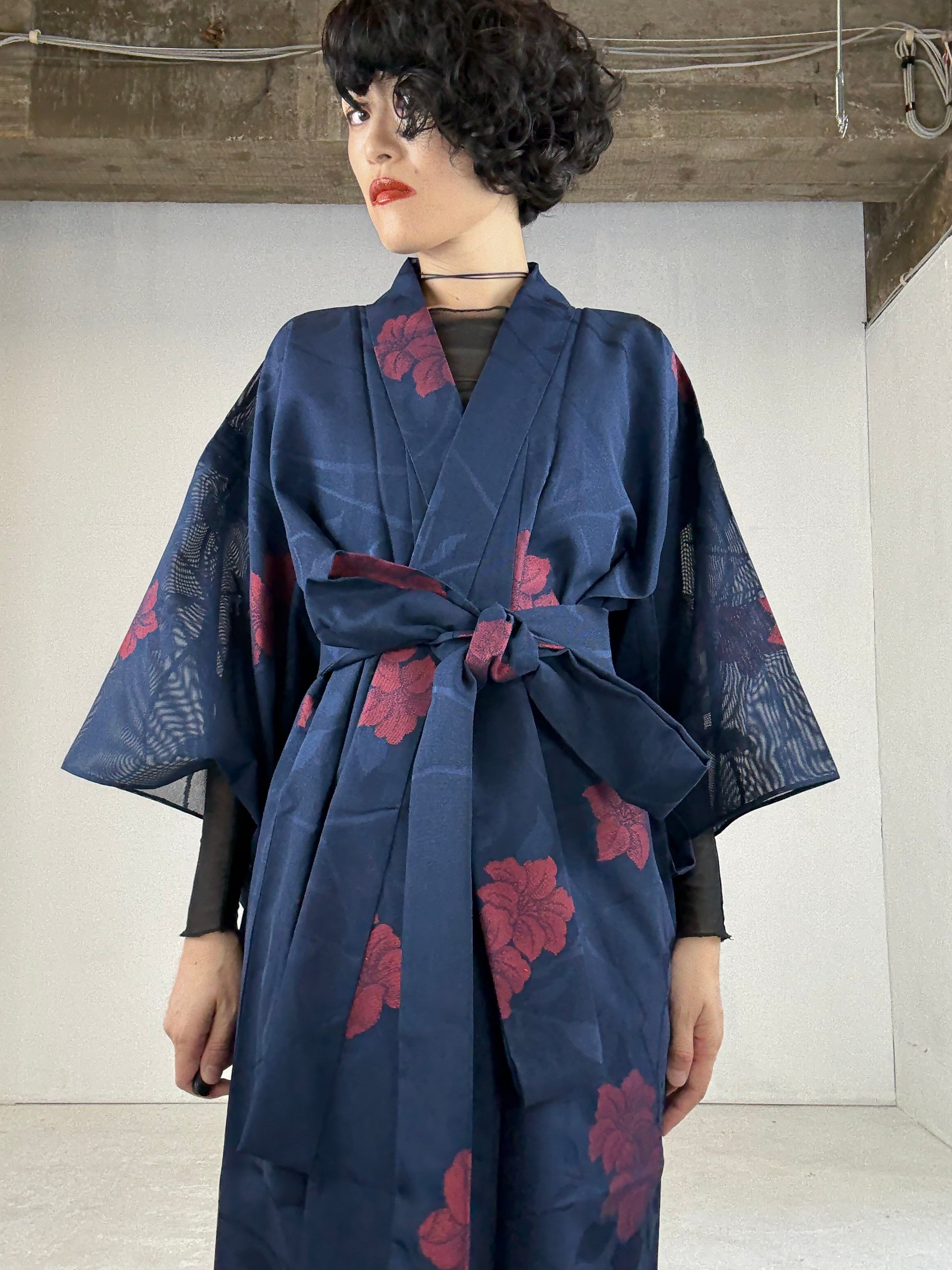 blue japanese kimono dress Sakura Japanese Blue Dress, Traditional Pattern, Made From Kimono, Handmade, Made in Japan, Japanese Fabric
