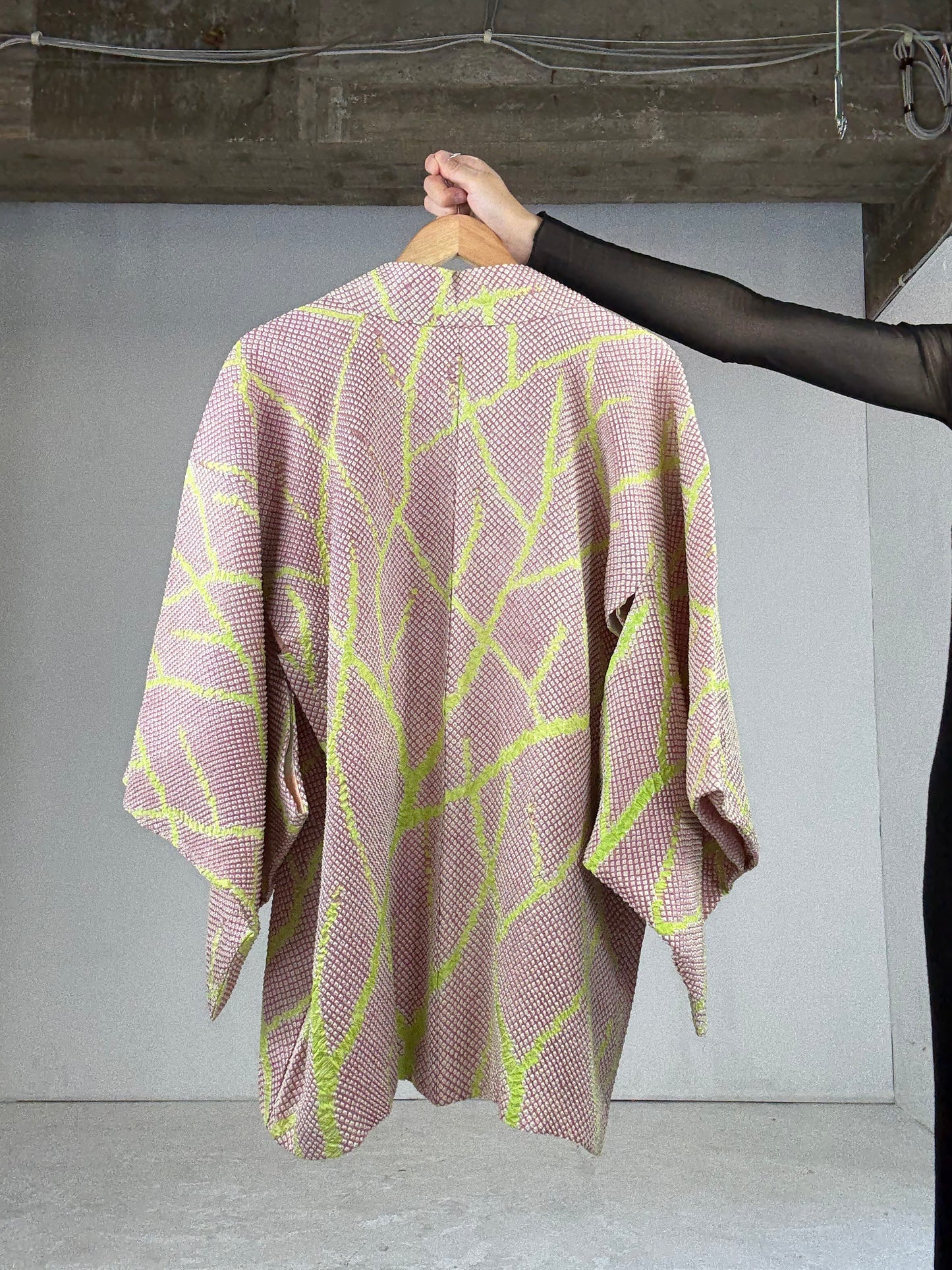 VINTAGE SHIBORI HAORI "pink, yellow"
