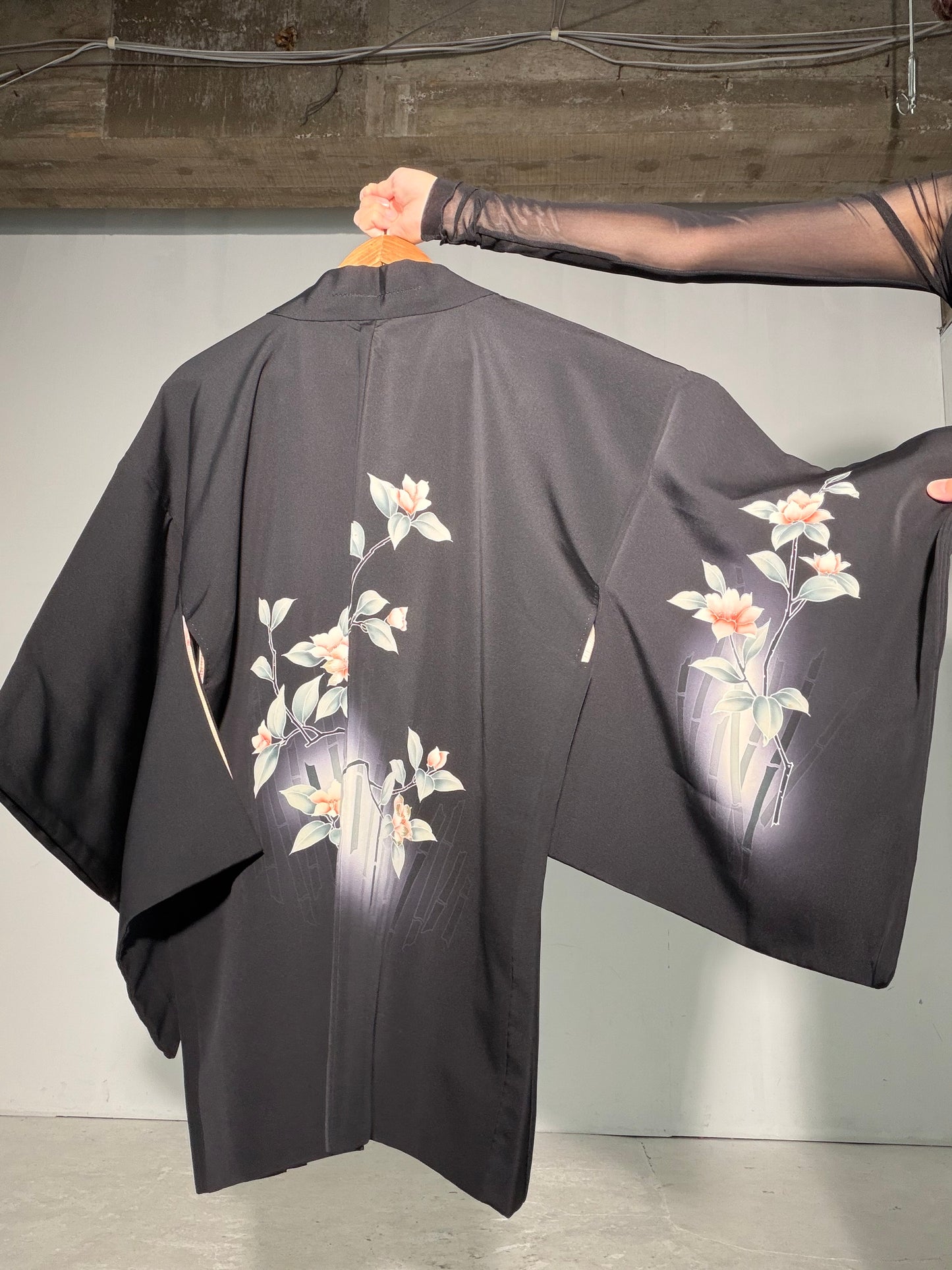 VINTAGE BLACK HAORI  "take, hana, BLK196"